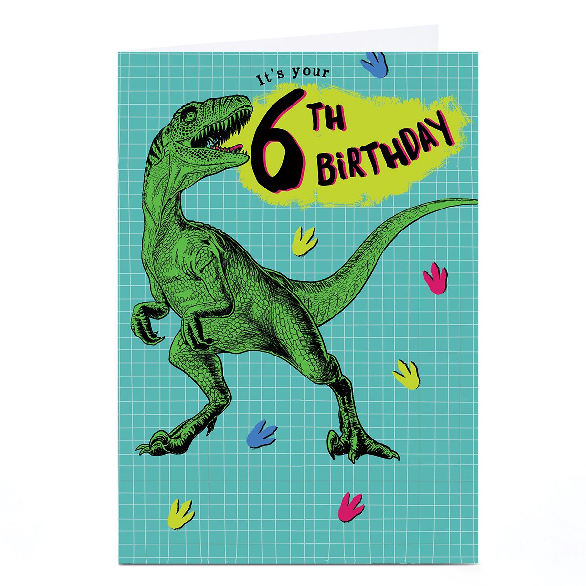 Personalised 6th Birthday Card - T-Rex Dinosaur