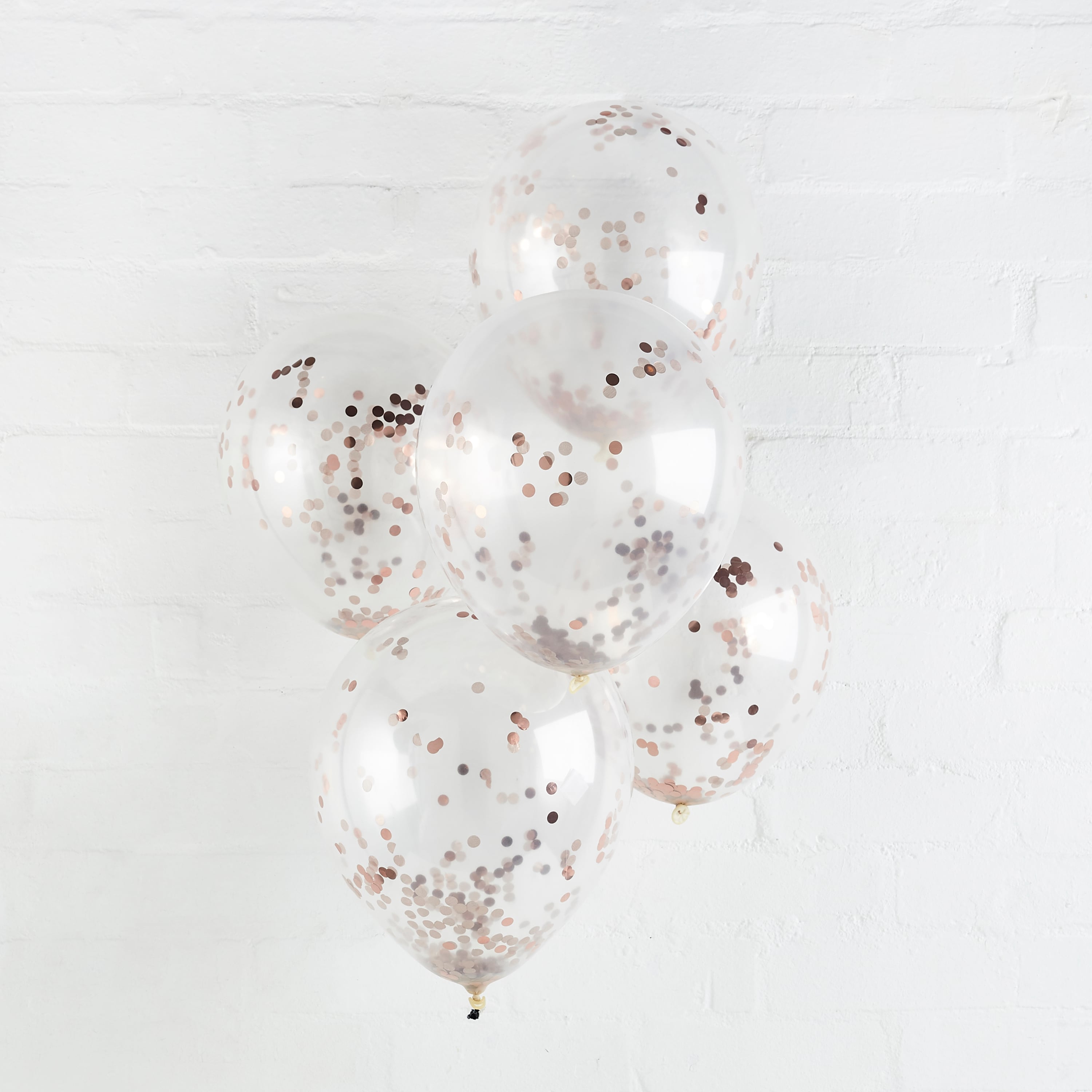 Metallic Rose Gold Confetti 12 Inch Latex Balloons - Pack of 5