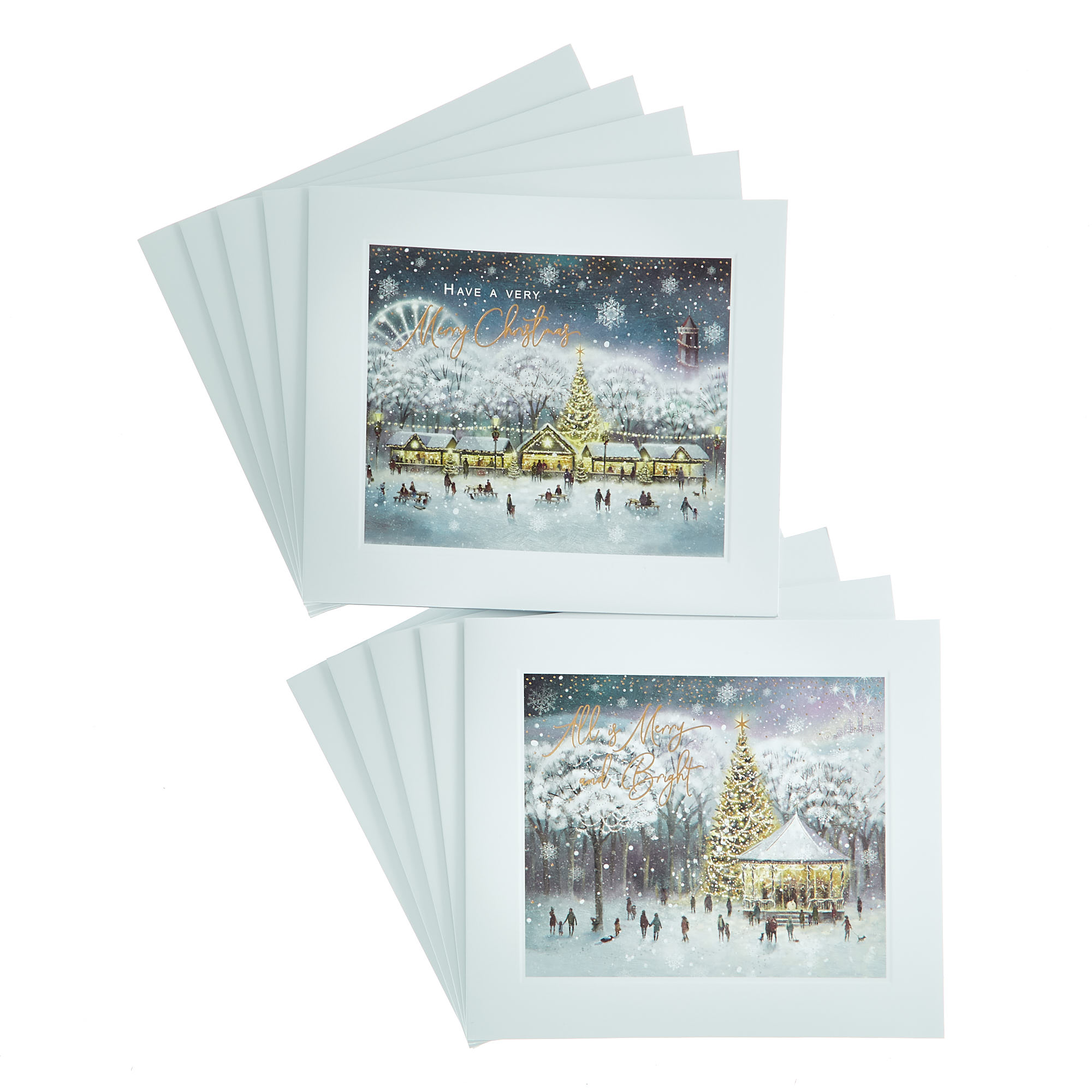 10 Premium Charity Boxed Christmas Cards - Market Scene (2 Designs)