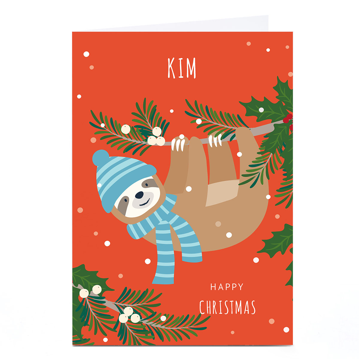 Personalised Klara Hawkins Christmas Card - Sloth