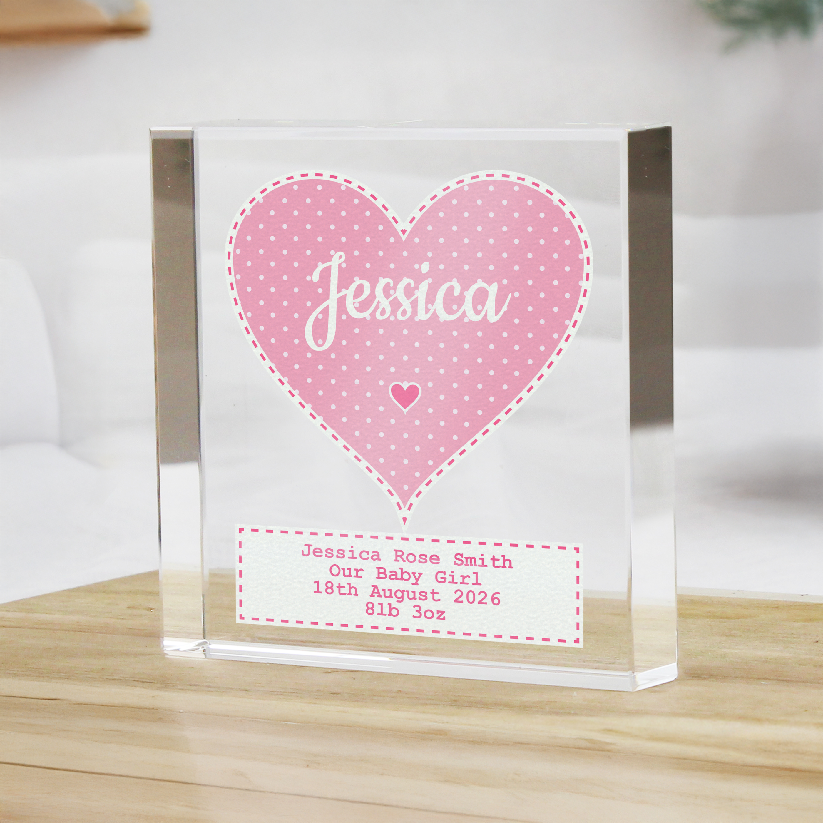 Personalised Stitch & Dot Baby Girl Crystal Token
