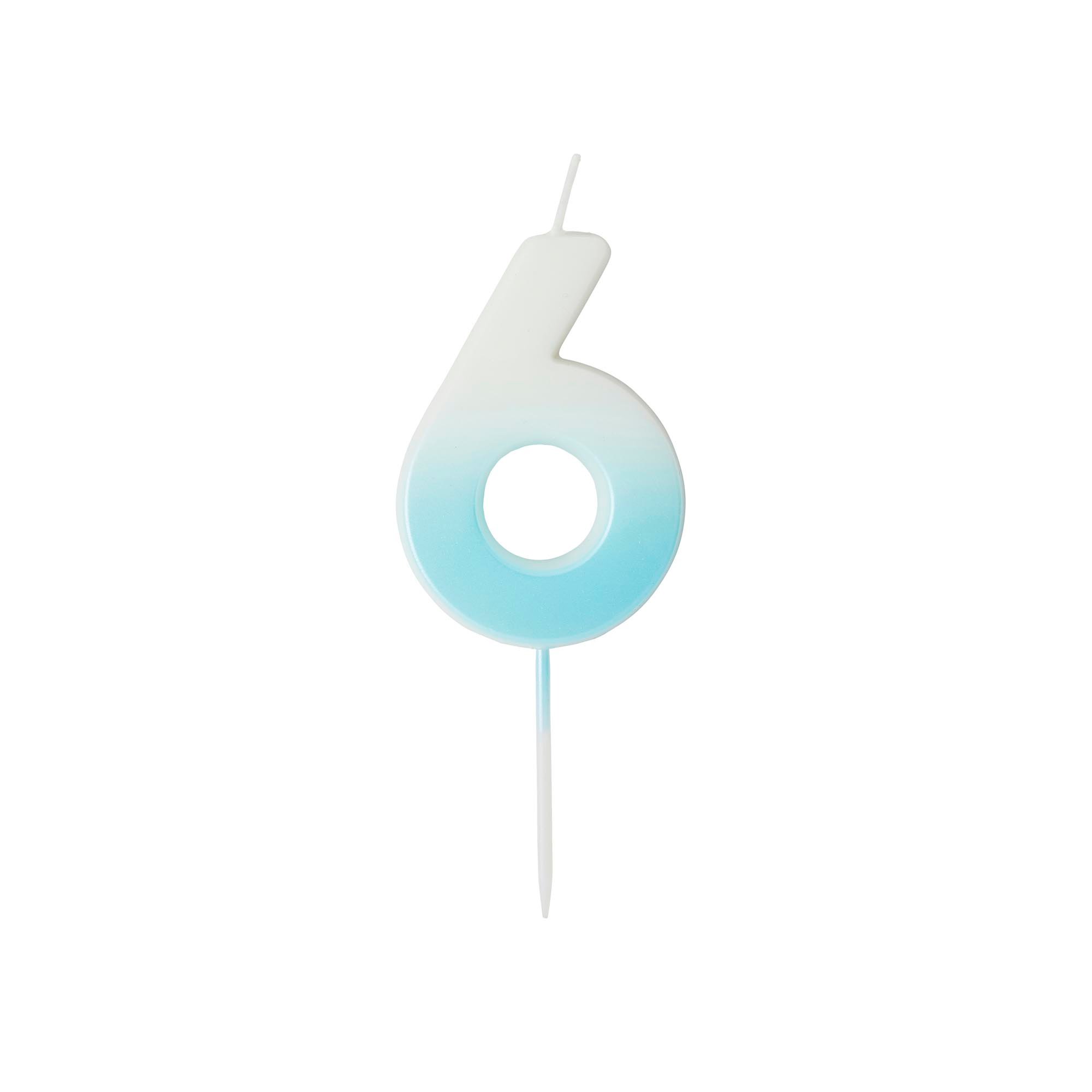 Blue Ombre Number Cake Candle (0-9)
