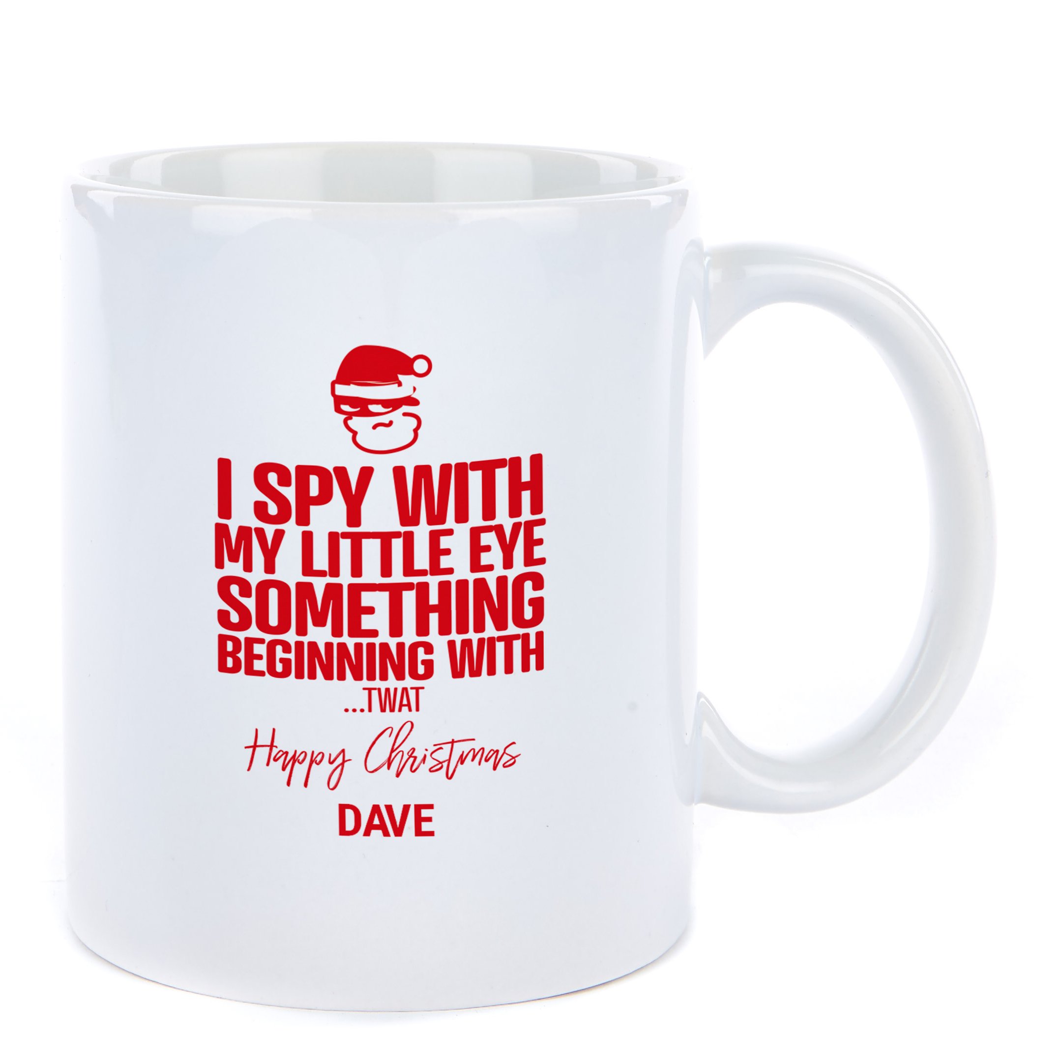 Personalised Punk Christmas Mug - I Spy with my little Eye