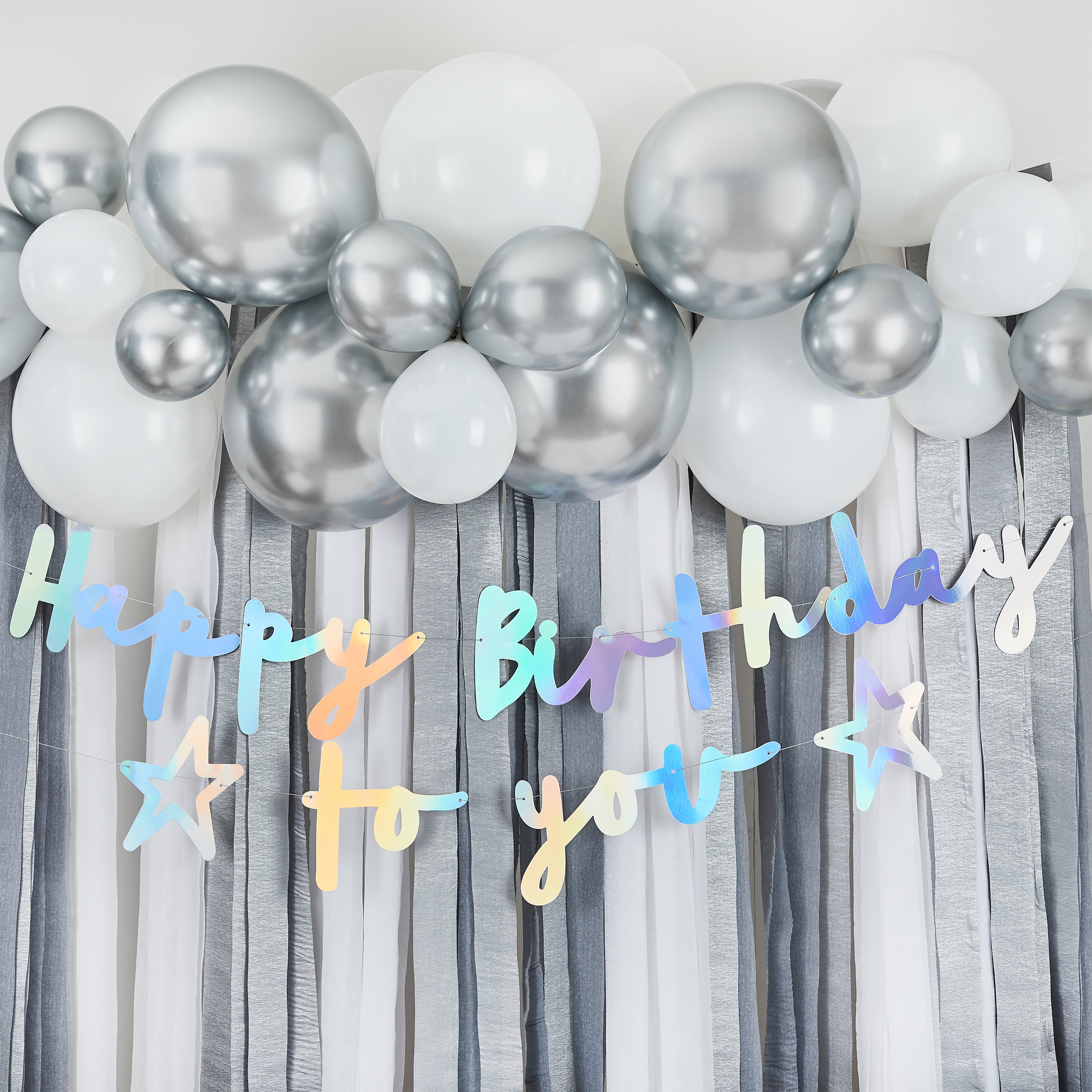 Metallic Iridescent Happy Birthday To You Card Banner x2 2m