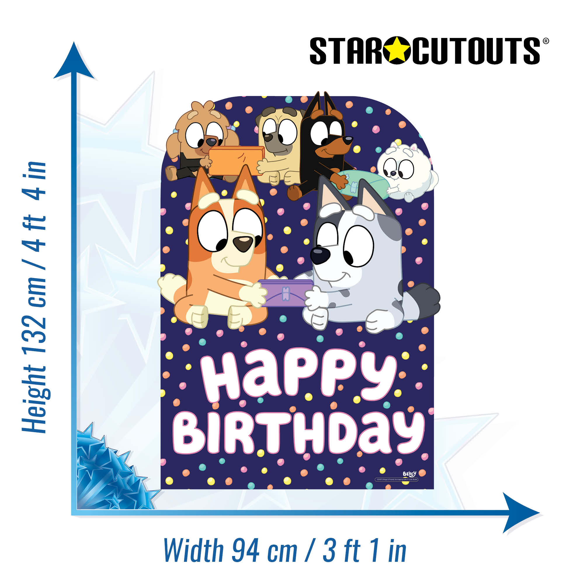Bluey & Friends Happy Birthday Medium Backdrop Cardboard Cutout