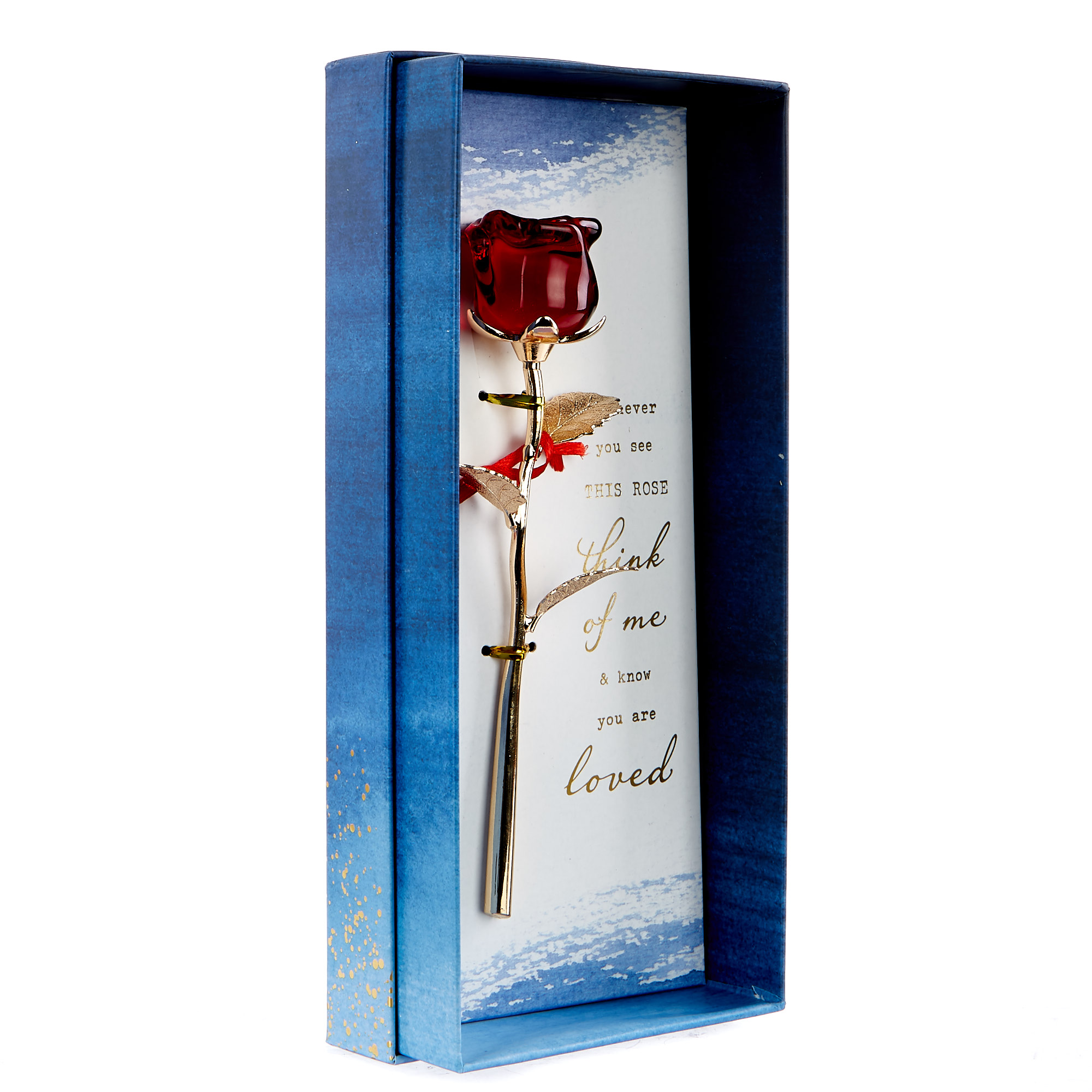 Gold & Red Artificial Valentine's Day Rose In A Box