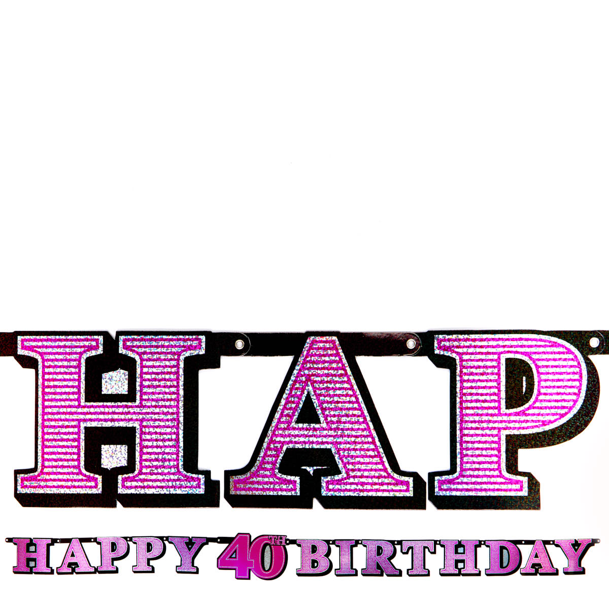 Pink Holographic 40th Birthday Banner
