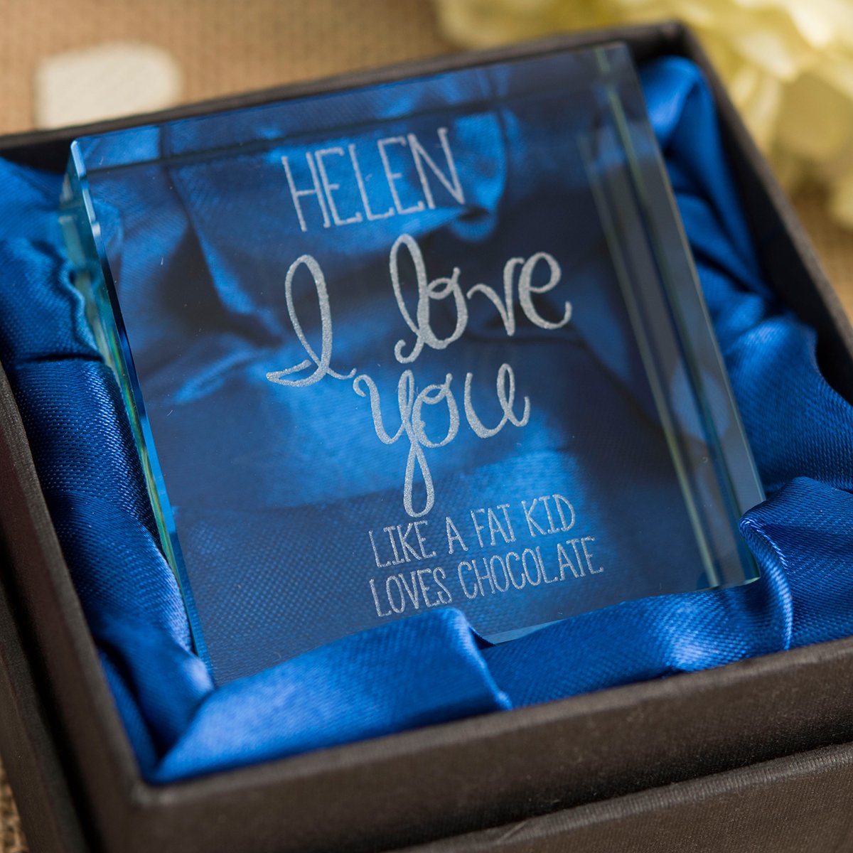 Personalised Engraved Glass Token - I Love You, Any Message