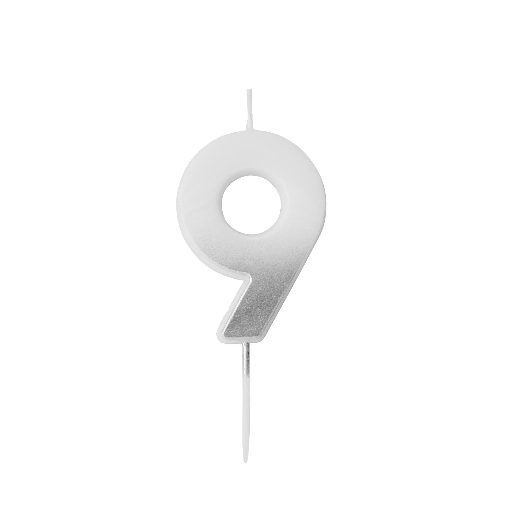 Silver Ombre Number Cake Candle (0-9)