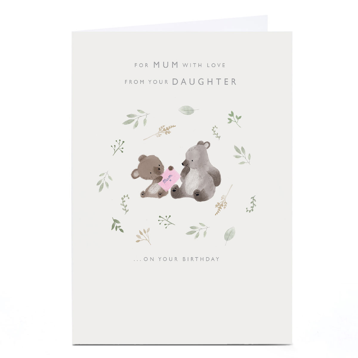 Personalised Birthday Card - For Mum With Love From Your Daughter Koalas