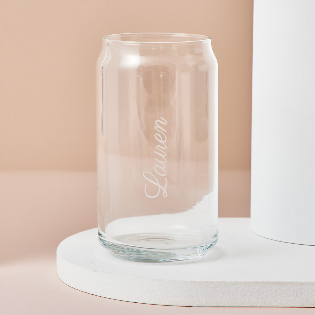 Personalised Engraved Name Can Shaped Glass