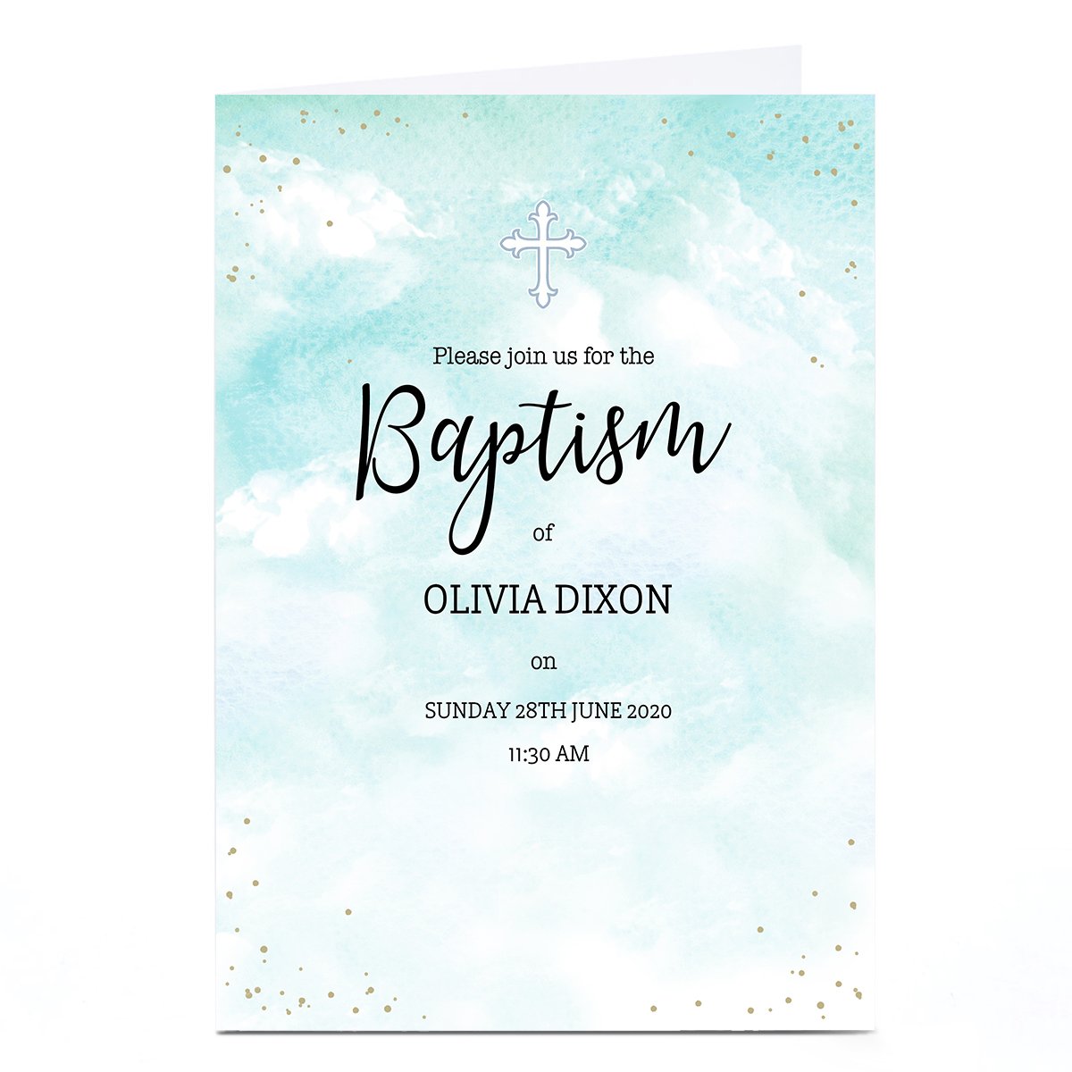 Personalised Baptism Invitation - Pastel Clouds