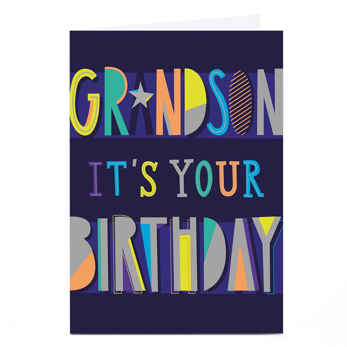 Personalised Birthday Card - Contemporary Letter, Grandson