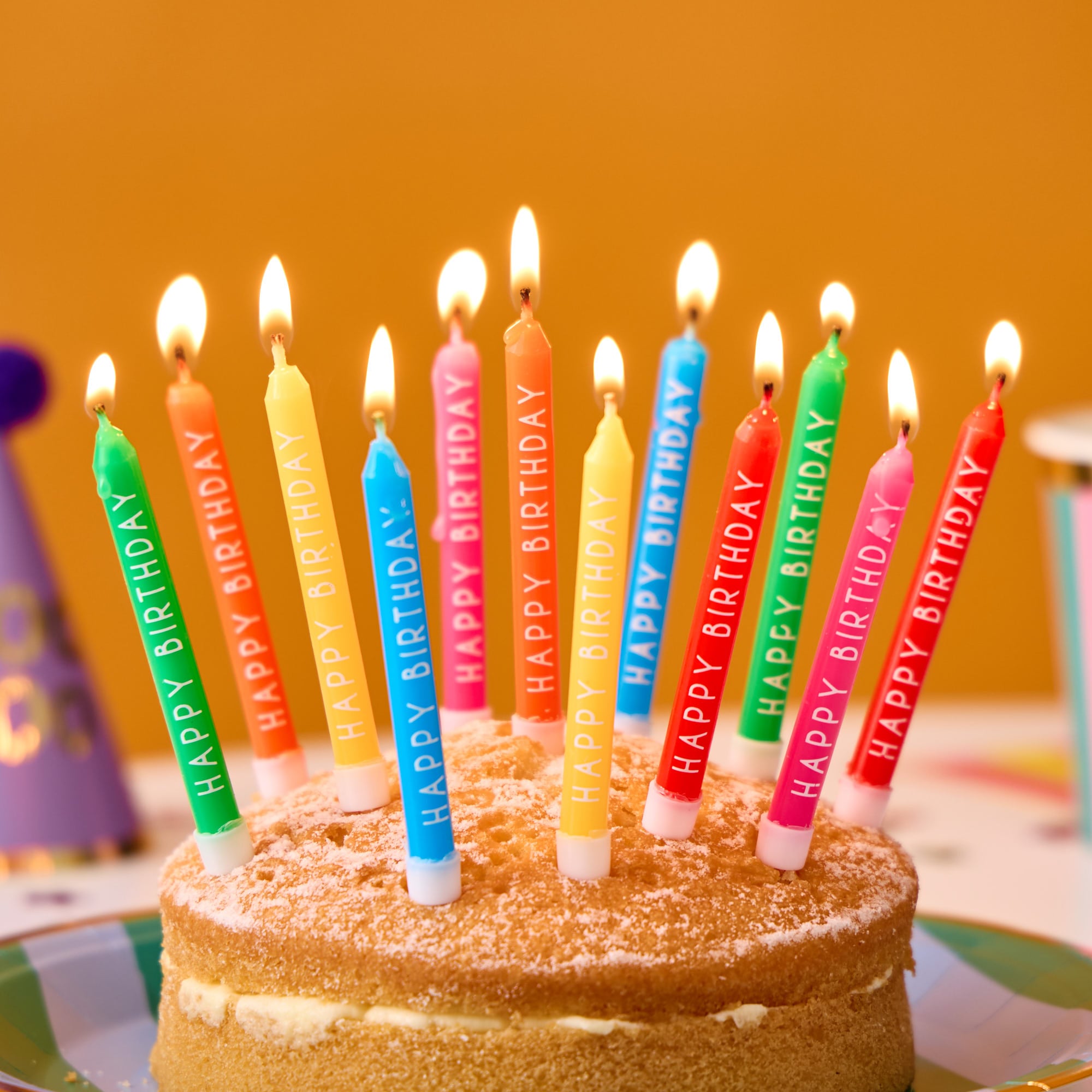 Brights Happy Birthday Cake Candles - Pack of 12