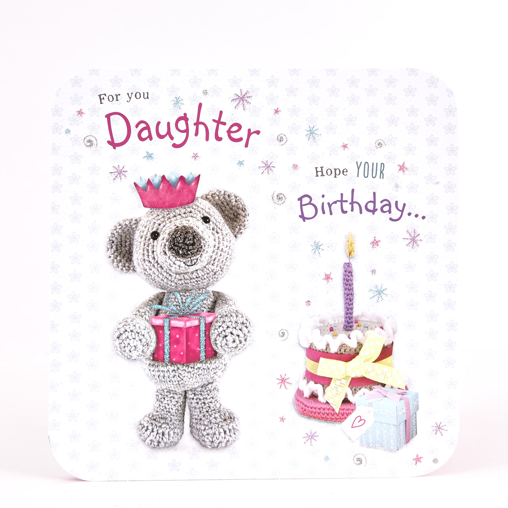 Boutique Collection Birthday Card - Daughter Knitted Bear