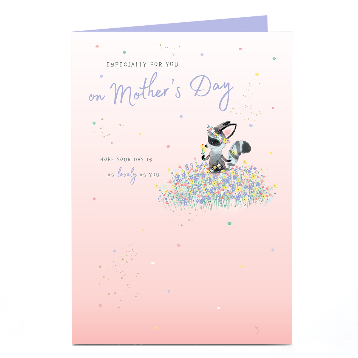 Personalised Mother's Day Card - Raccoon & Flowers
