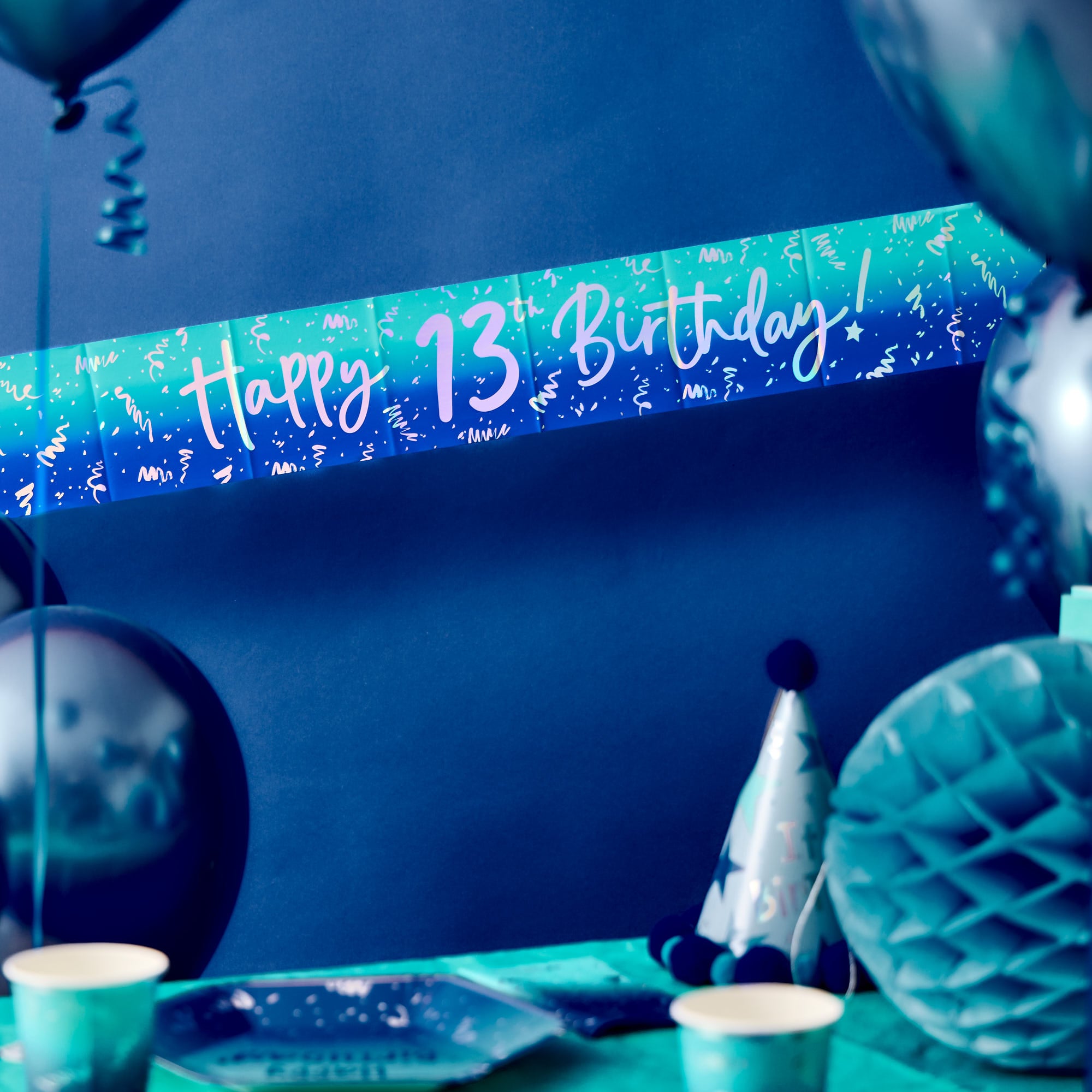 Happy 13th Birthday Banner - Blue