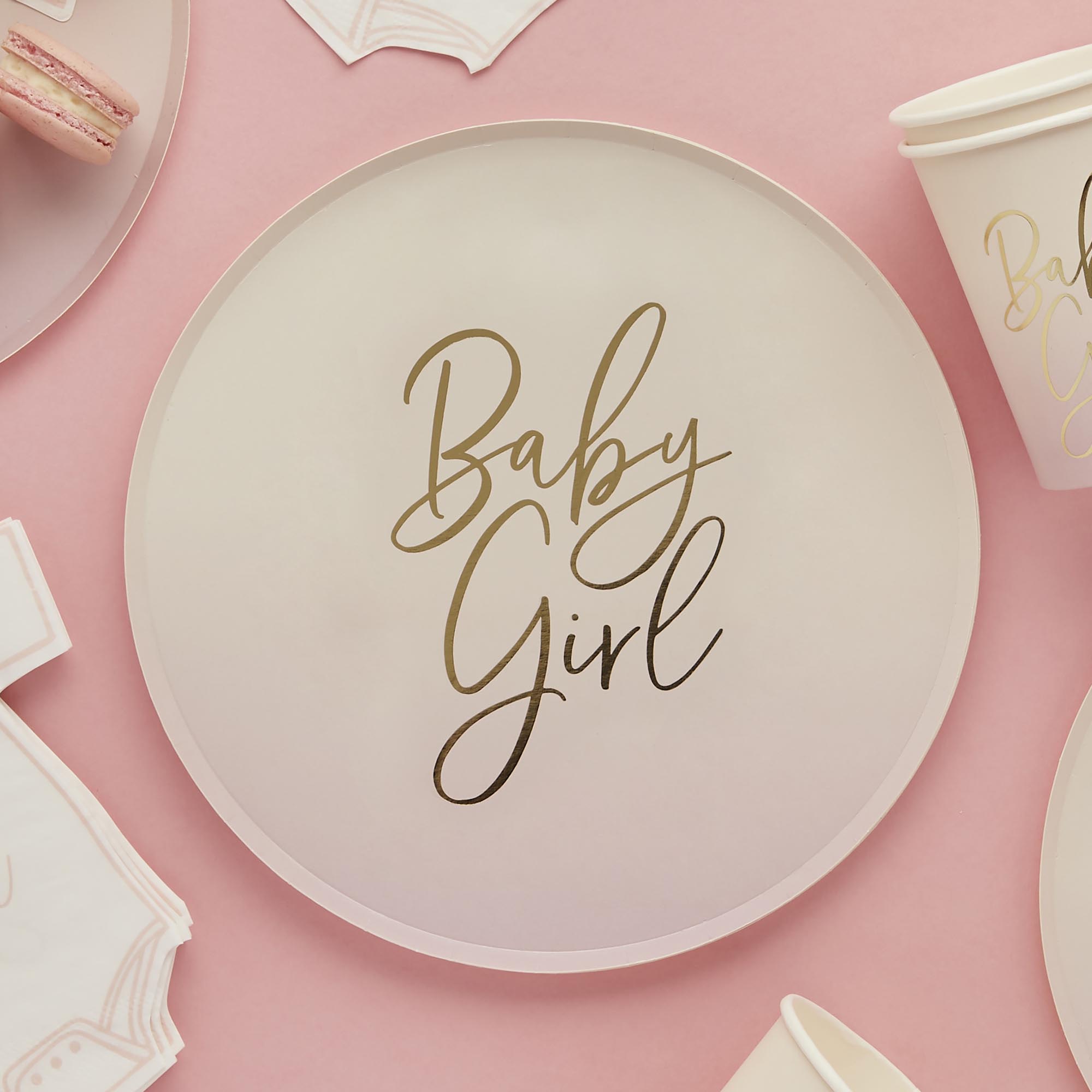 Pink Baby Girl Paper Plates - Pack of 8