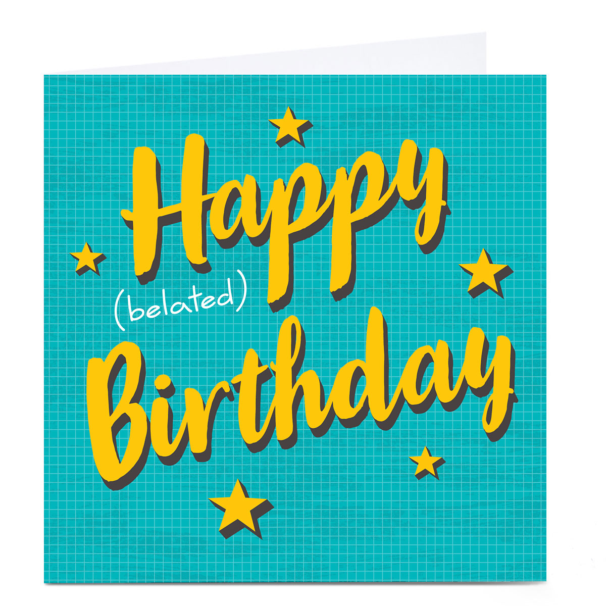 Personalised Belated Birthday Card - Blue & Yellow