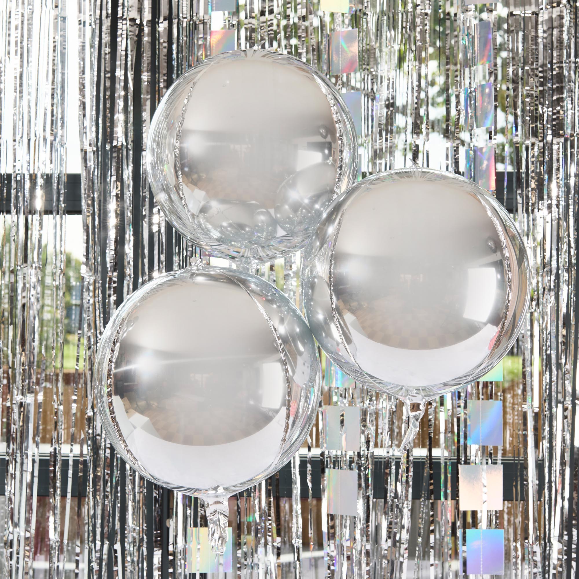 Silver Orb 15-Inch Foil Balloons - Pack of 3