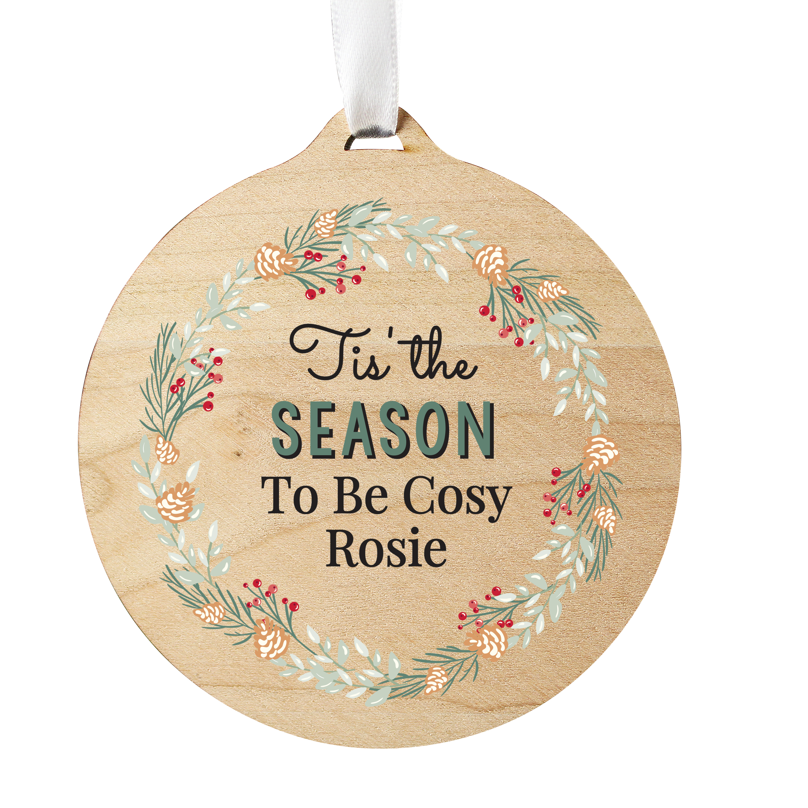 Personalised Wreath Wooden Christmas Tree Decoration