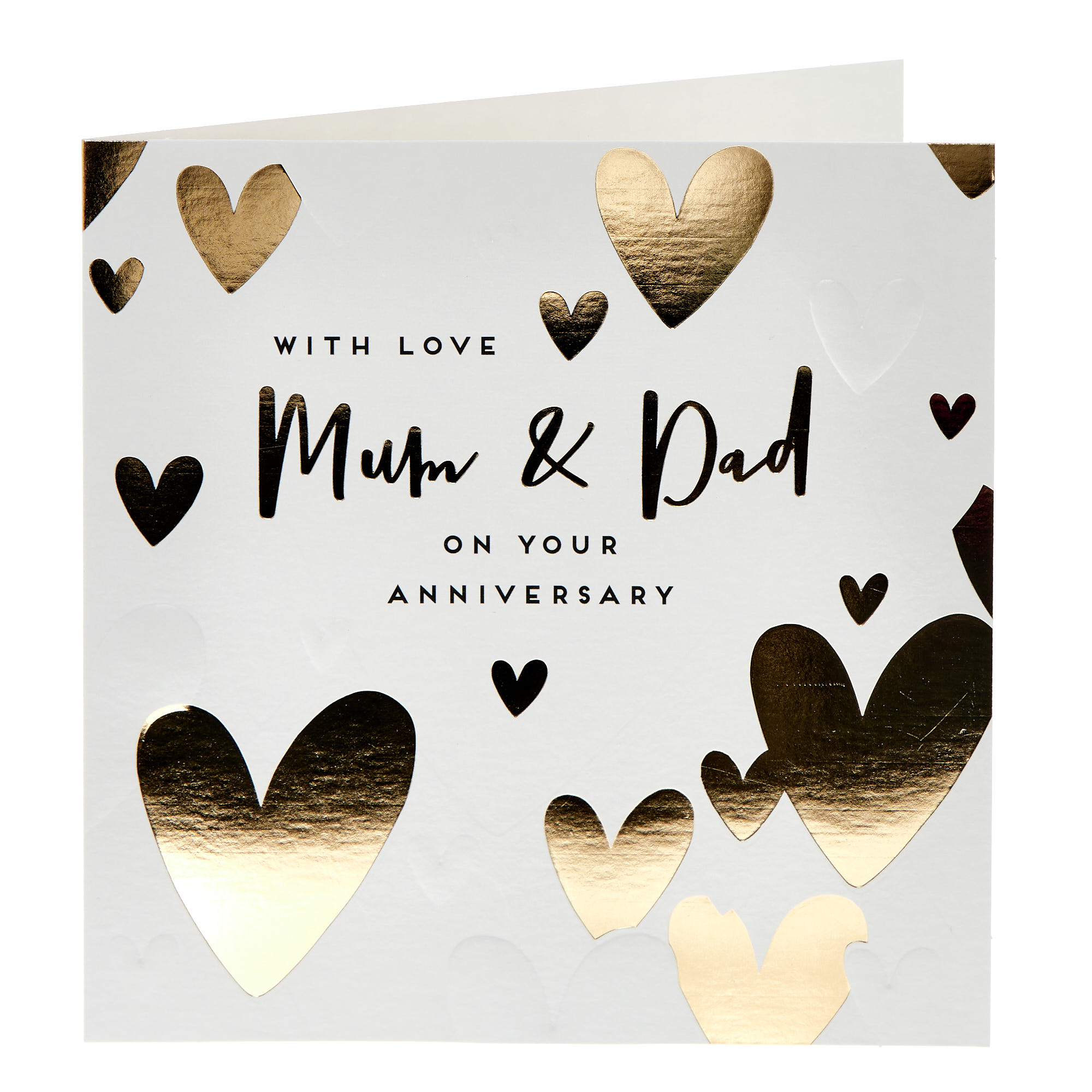 Mum & Dad Gold Hearts Wedding Anniversary Card
