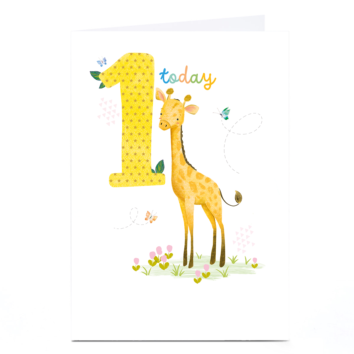 Personalised 1st Birthday Card - Baby Giraffe, 1 Today