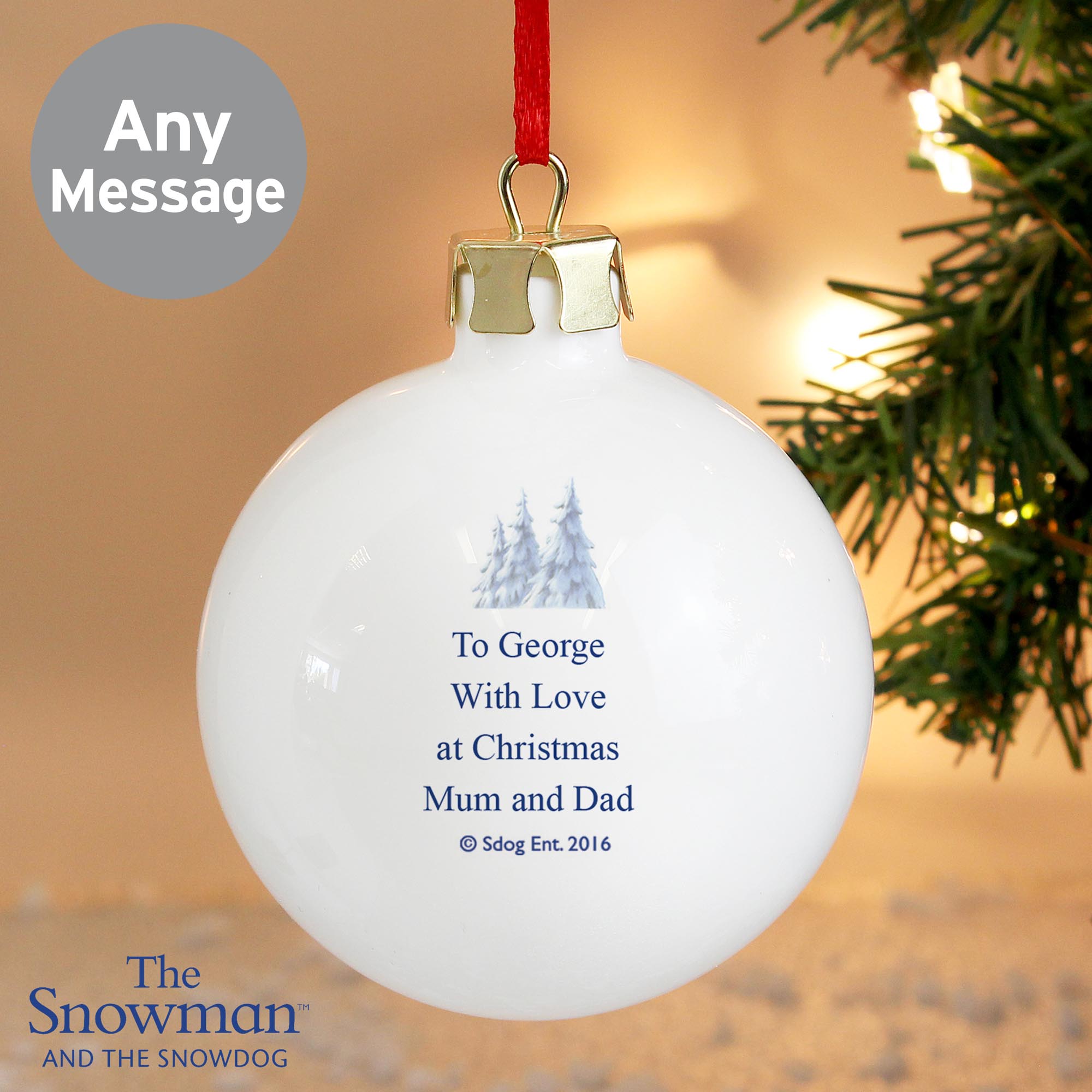 Personalised The Snowman & the Snowdog Bauble