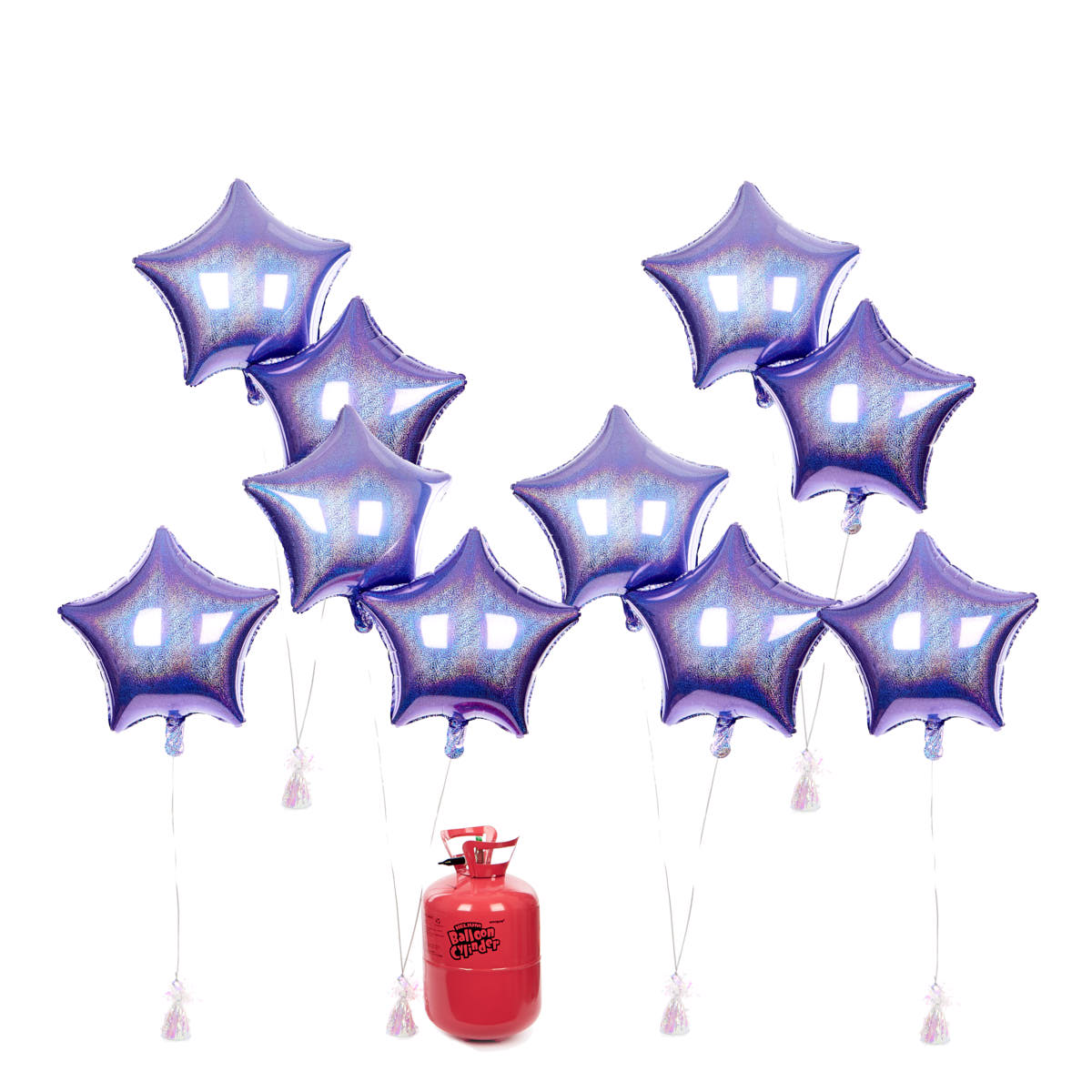 Party Balloon Bundle - 10 Lilac Stars & Helium 