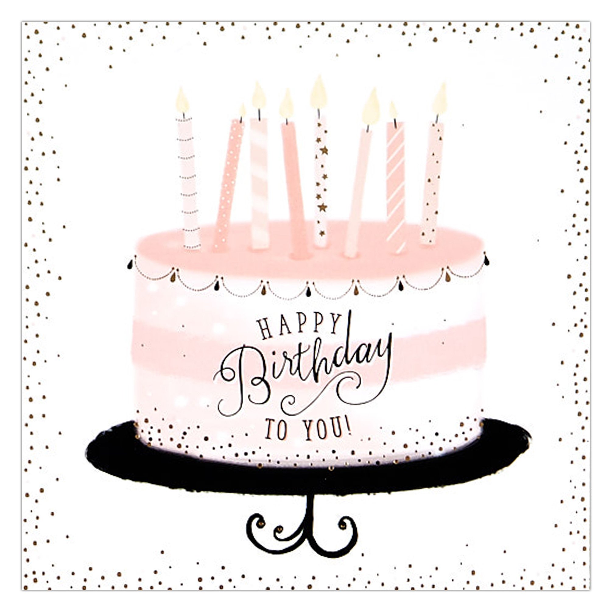 12 Birthday Cards - Pink Cake & Candles