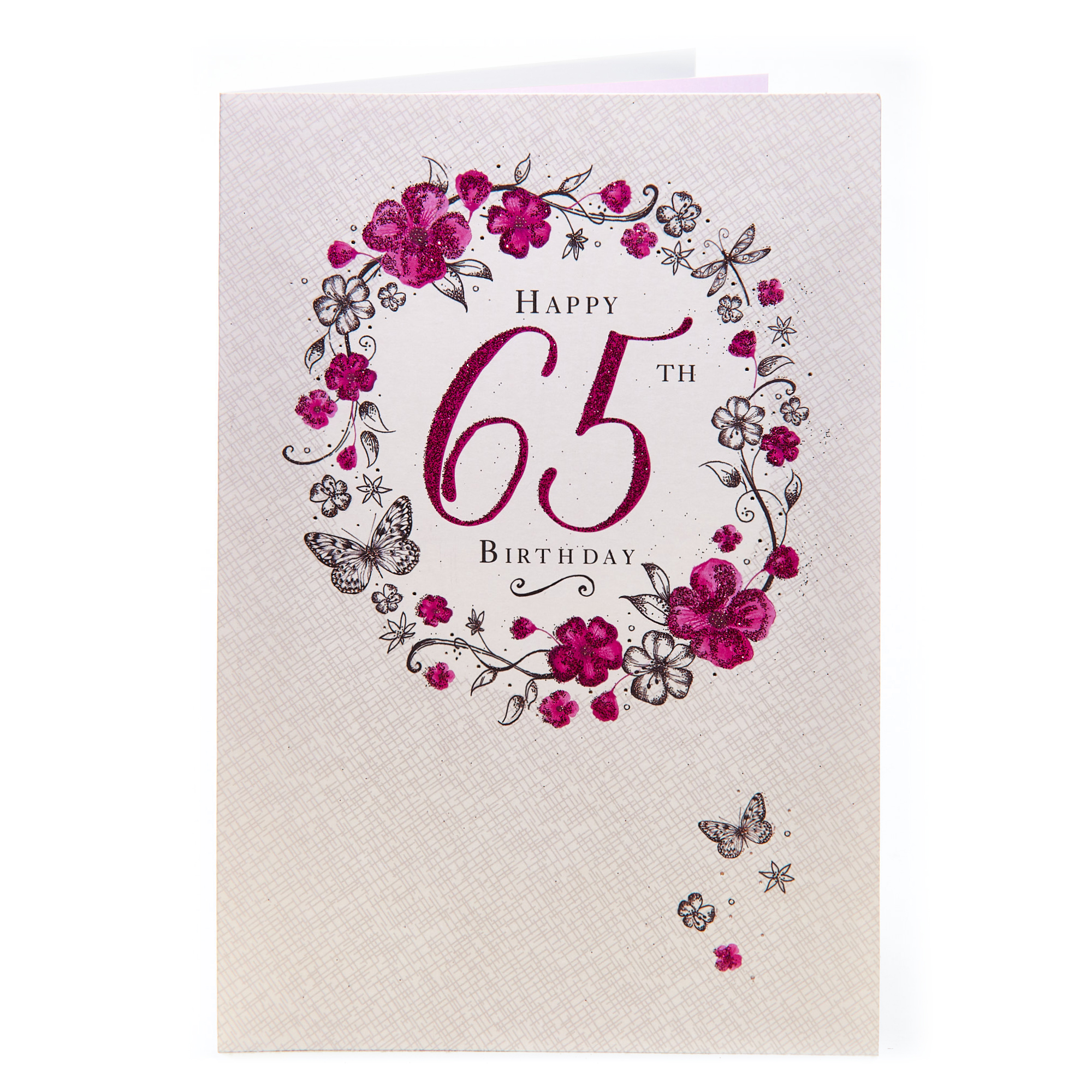 65th Birthday Card - Floral Border