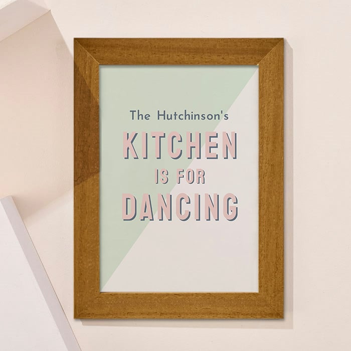 Personalised Kitchen Is For Dancing Framed Wall Art - Family Name
