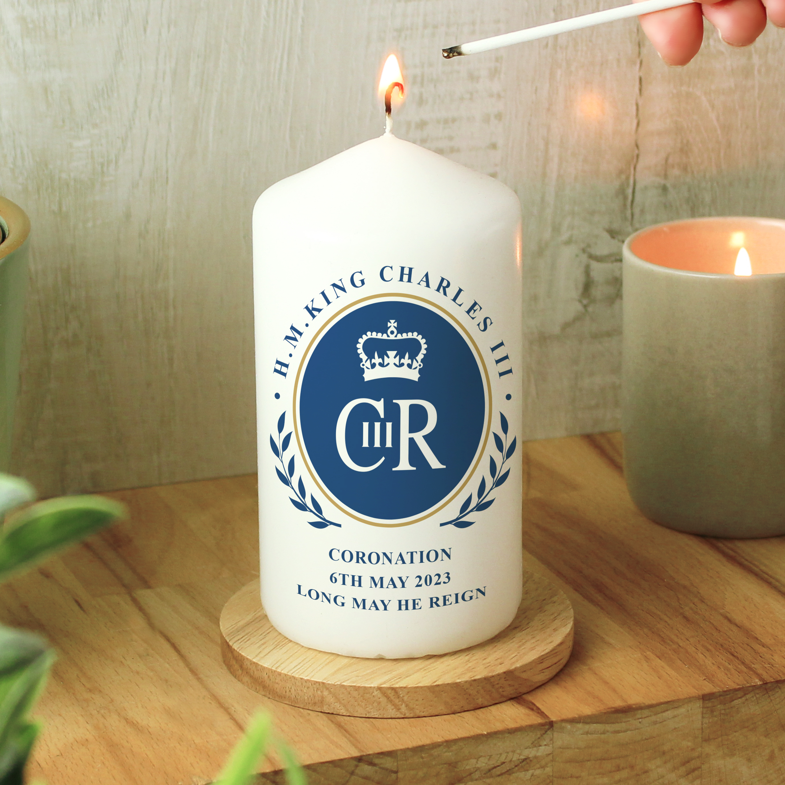 Personalised King's Coronation Pillar Candle