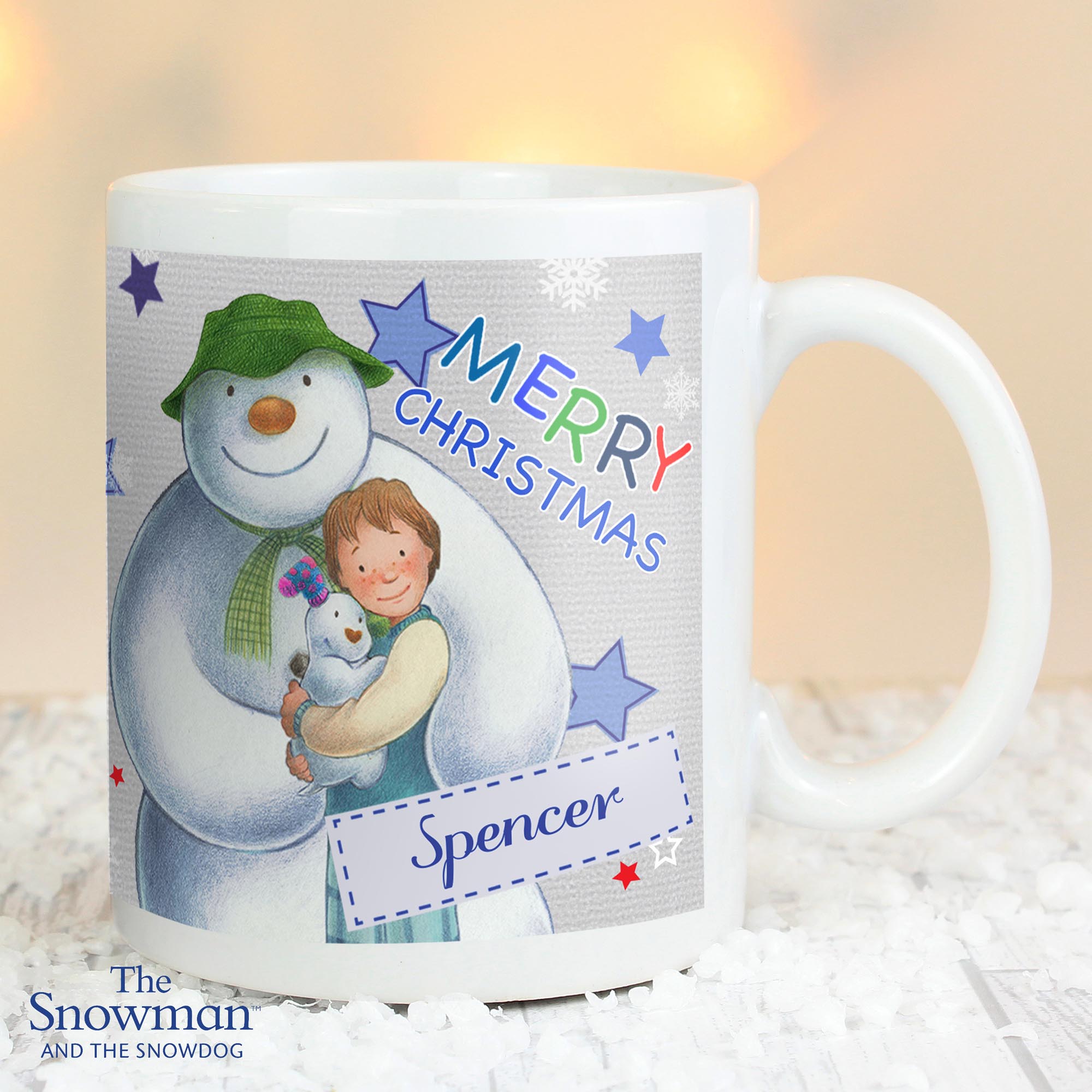 Personalised The Snowman & the Snowdog Blue Mug