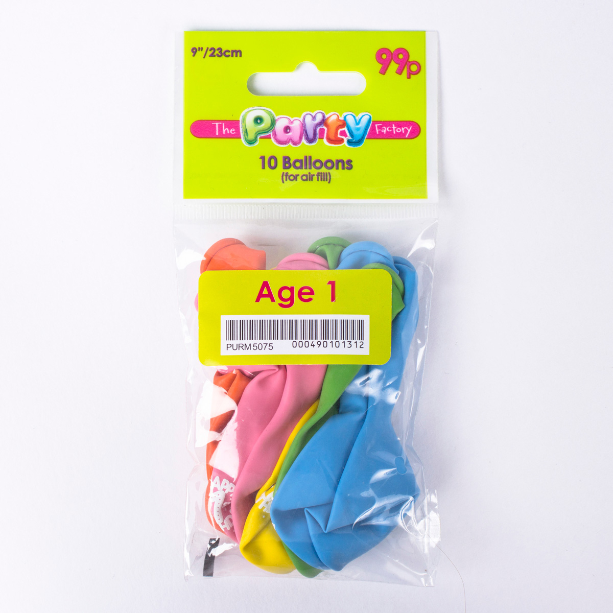 Multicoloured Age 1 Small Air-fill Latex Balloons, Pack Of 10