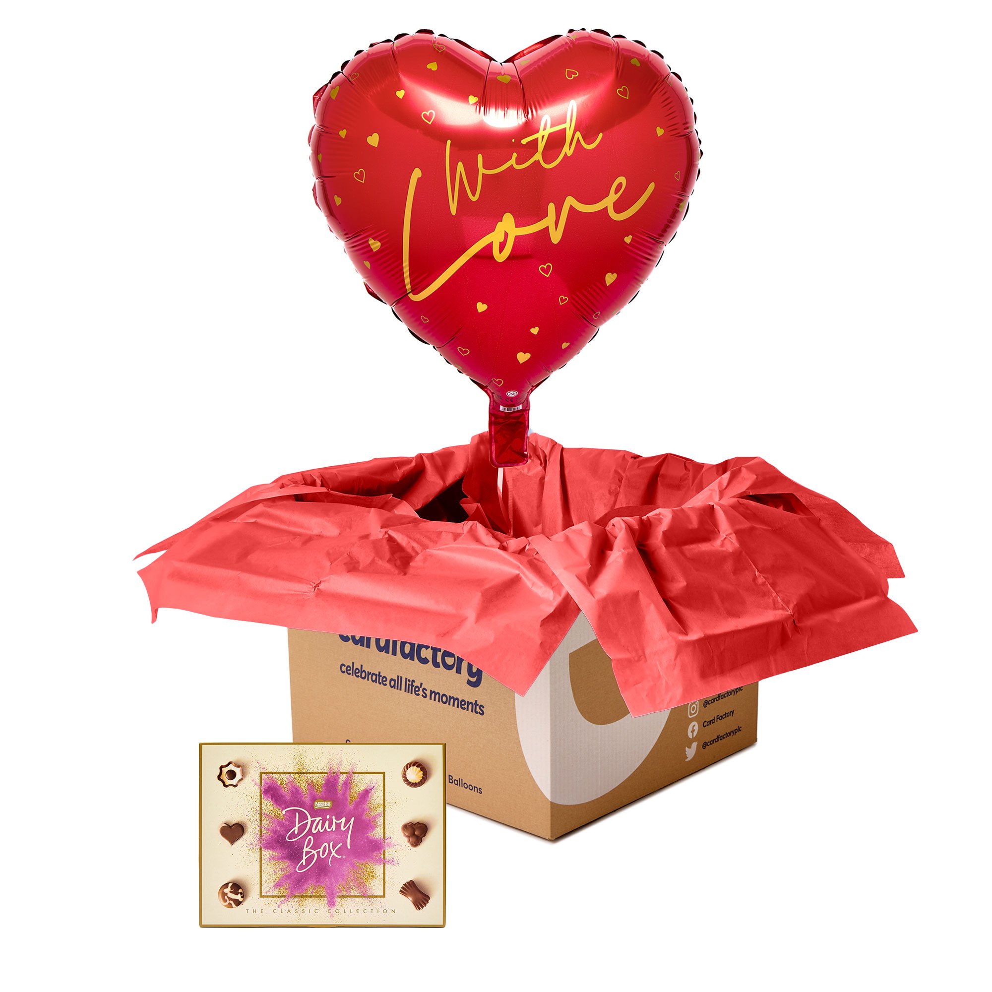 With Love Balloon & Dairy Box Chocolate Bundle - Pre-order for Valentine's Day!