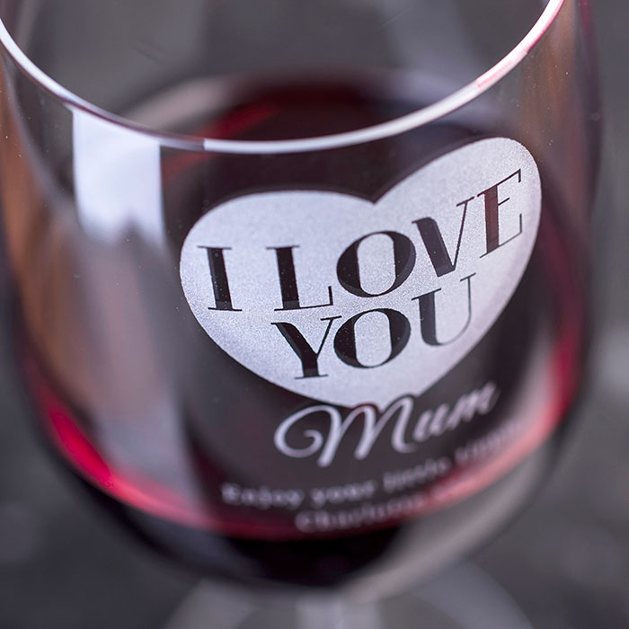 Personalised I Love You Mum Wine Glass