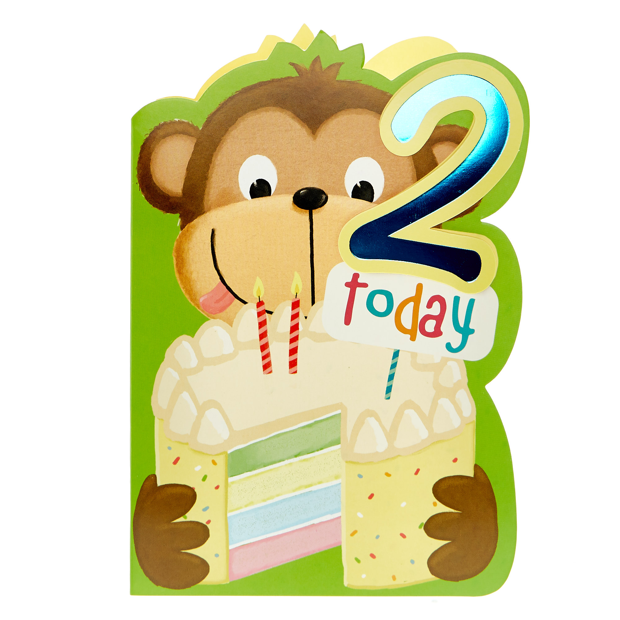 2nd Birthday Card - Monkey & Cake