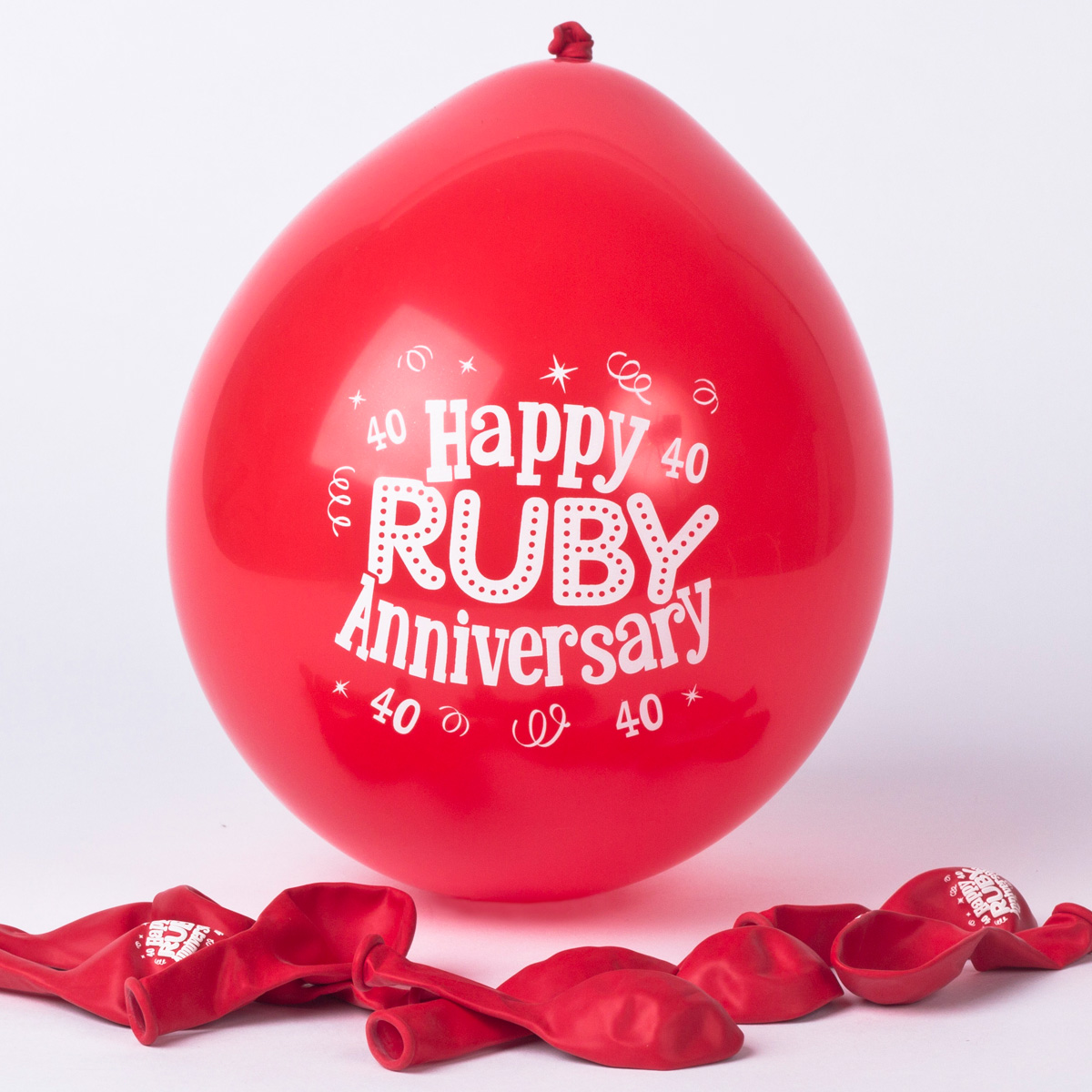 Ruby Wedding Anniversary Air-fill Latex Balloons - Pack Of 10