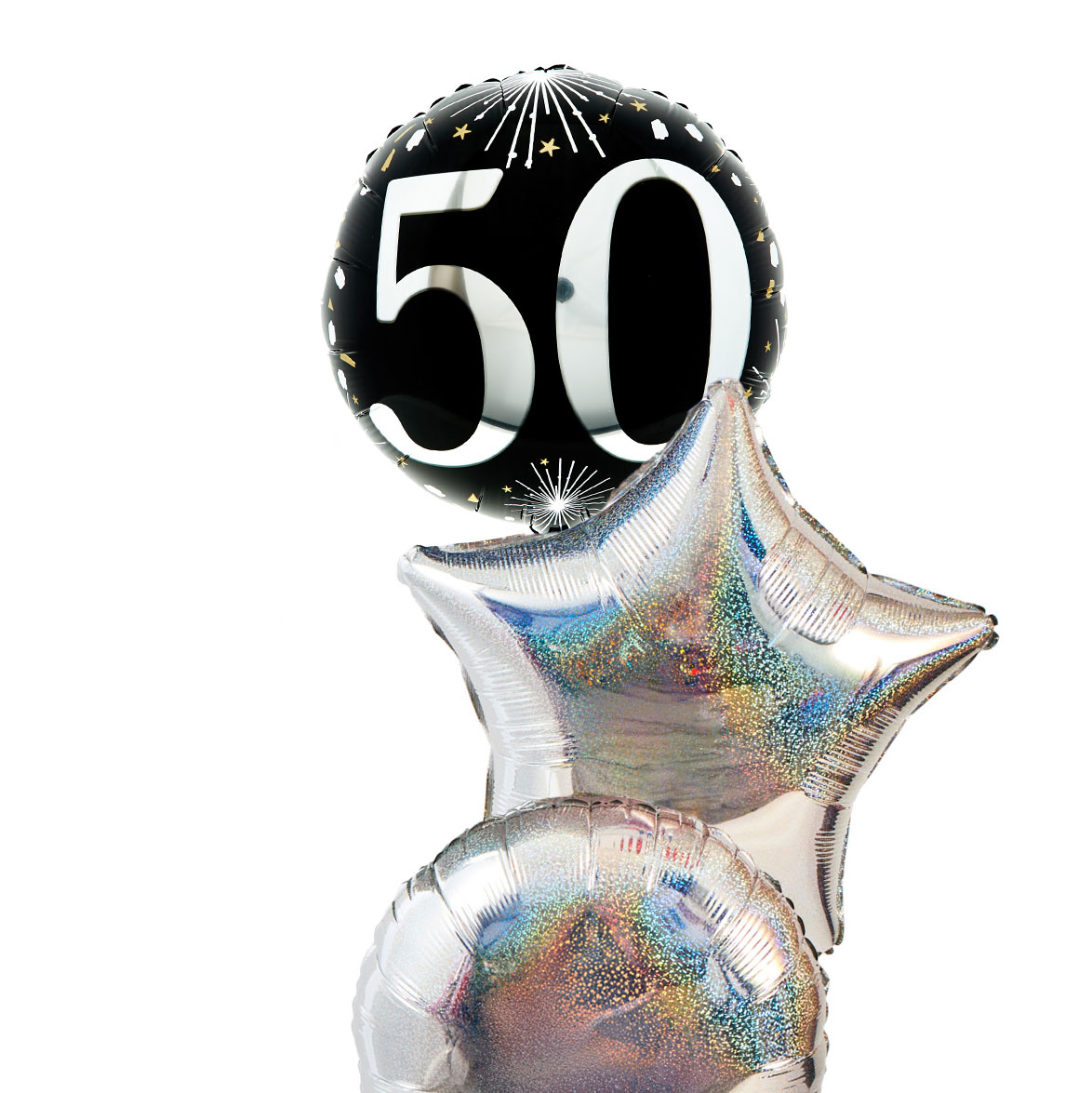 Silver & Black 50th Birthday Inflated Balloon Arrangement