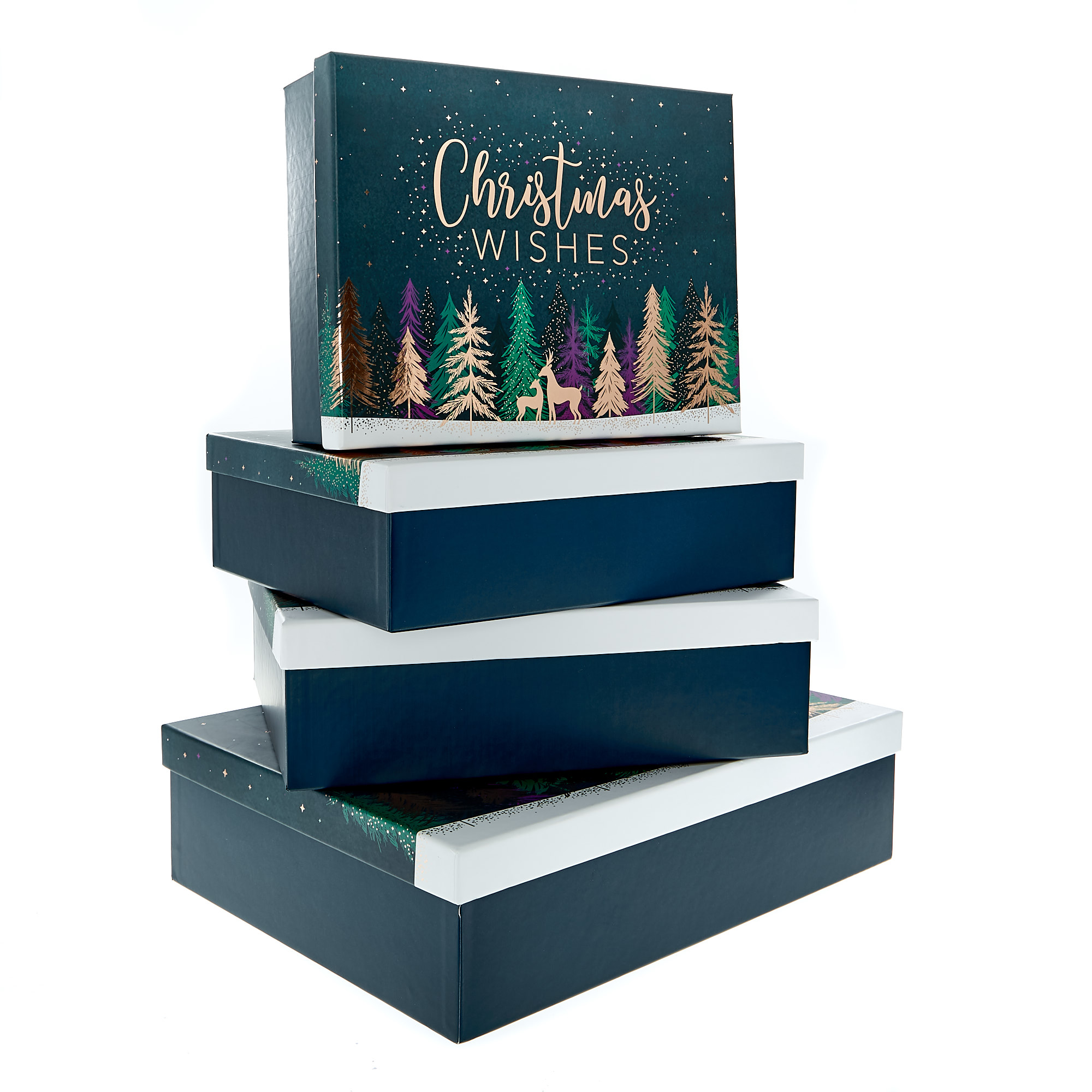 Festive Trees Christmas Gift Boxes - Set Of 4