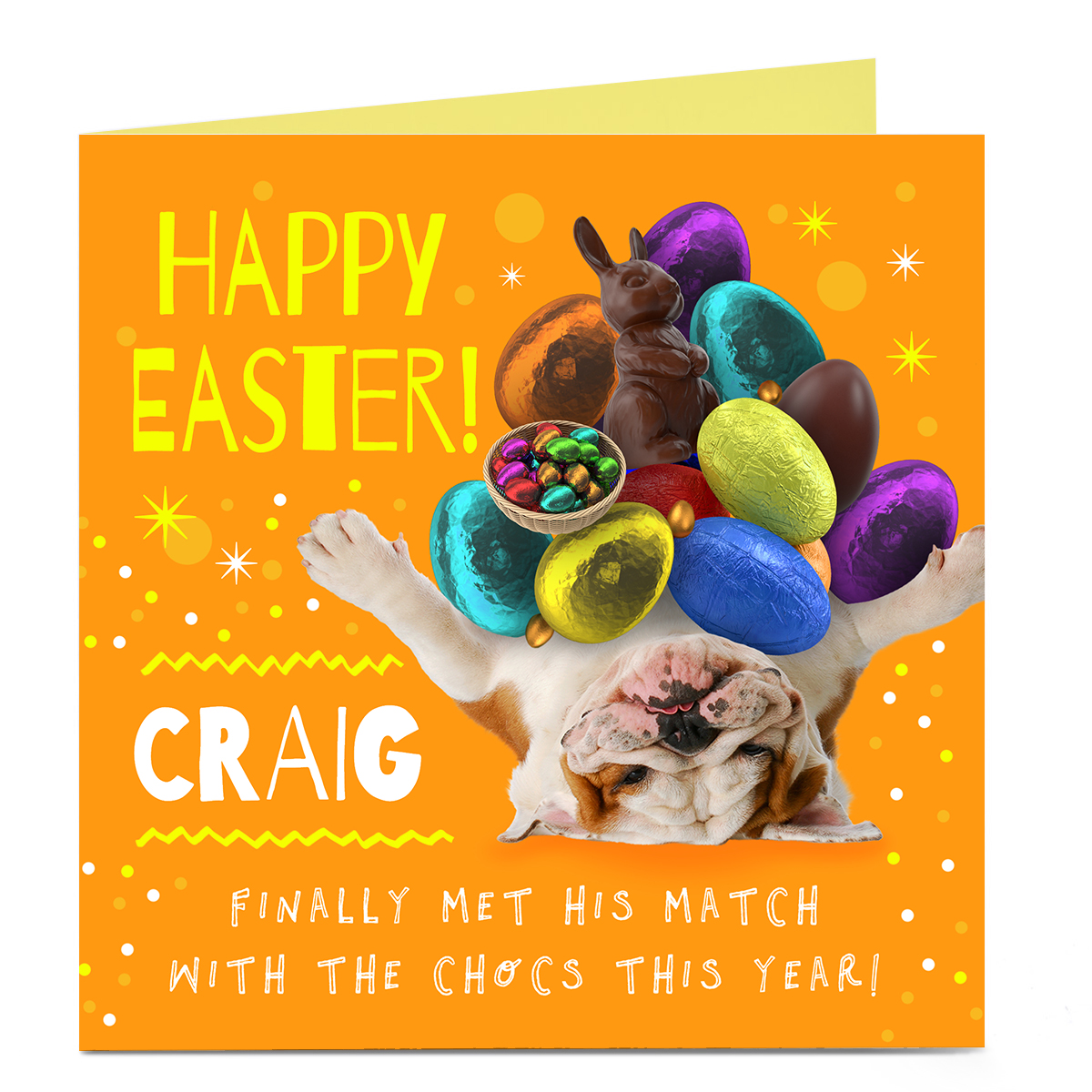 Personalised Easter Card - Met His Match, Bulldog