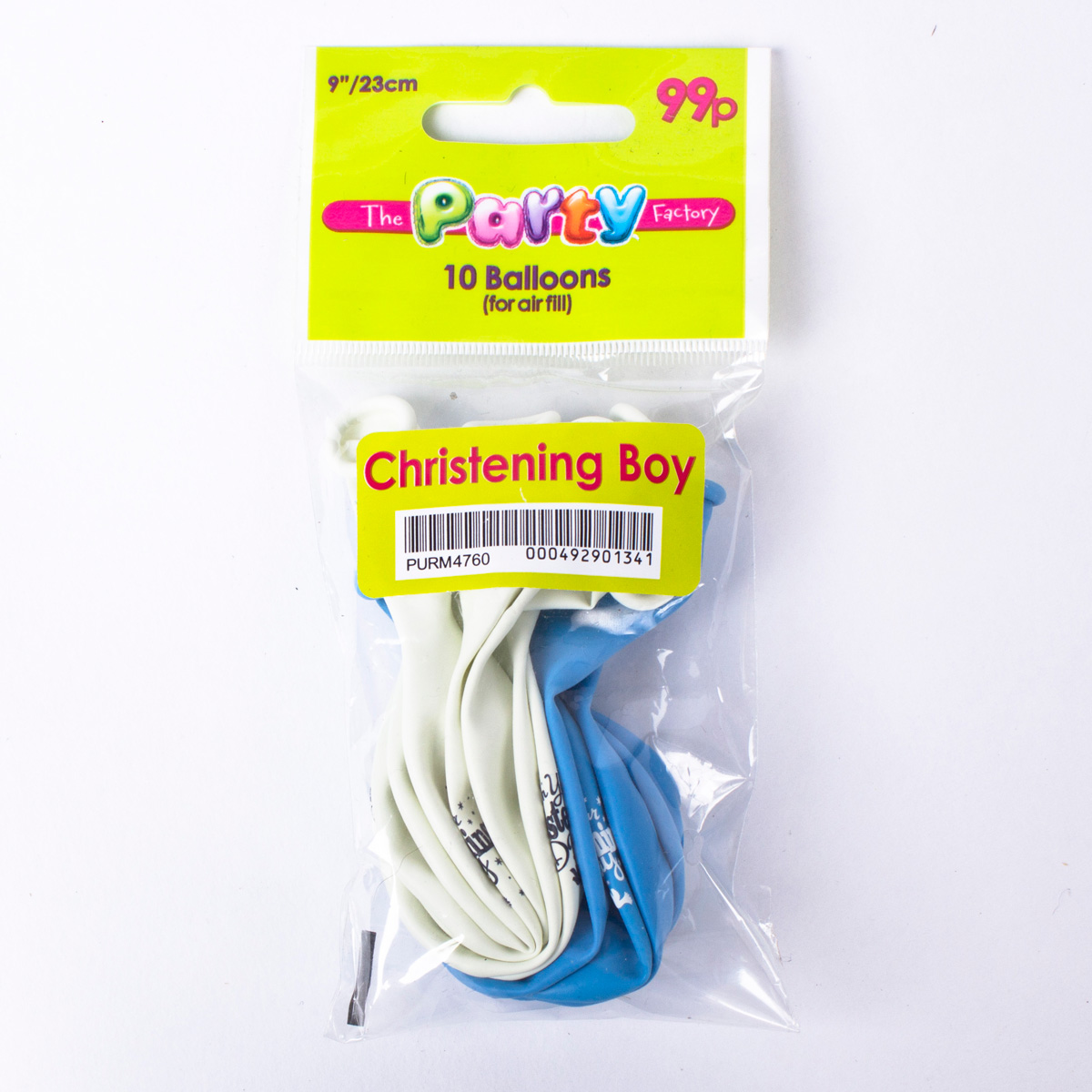 Blue & White Christening Air-fill Latex Balloons - Pack Of 10