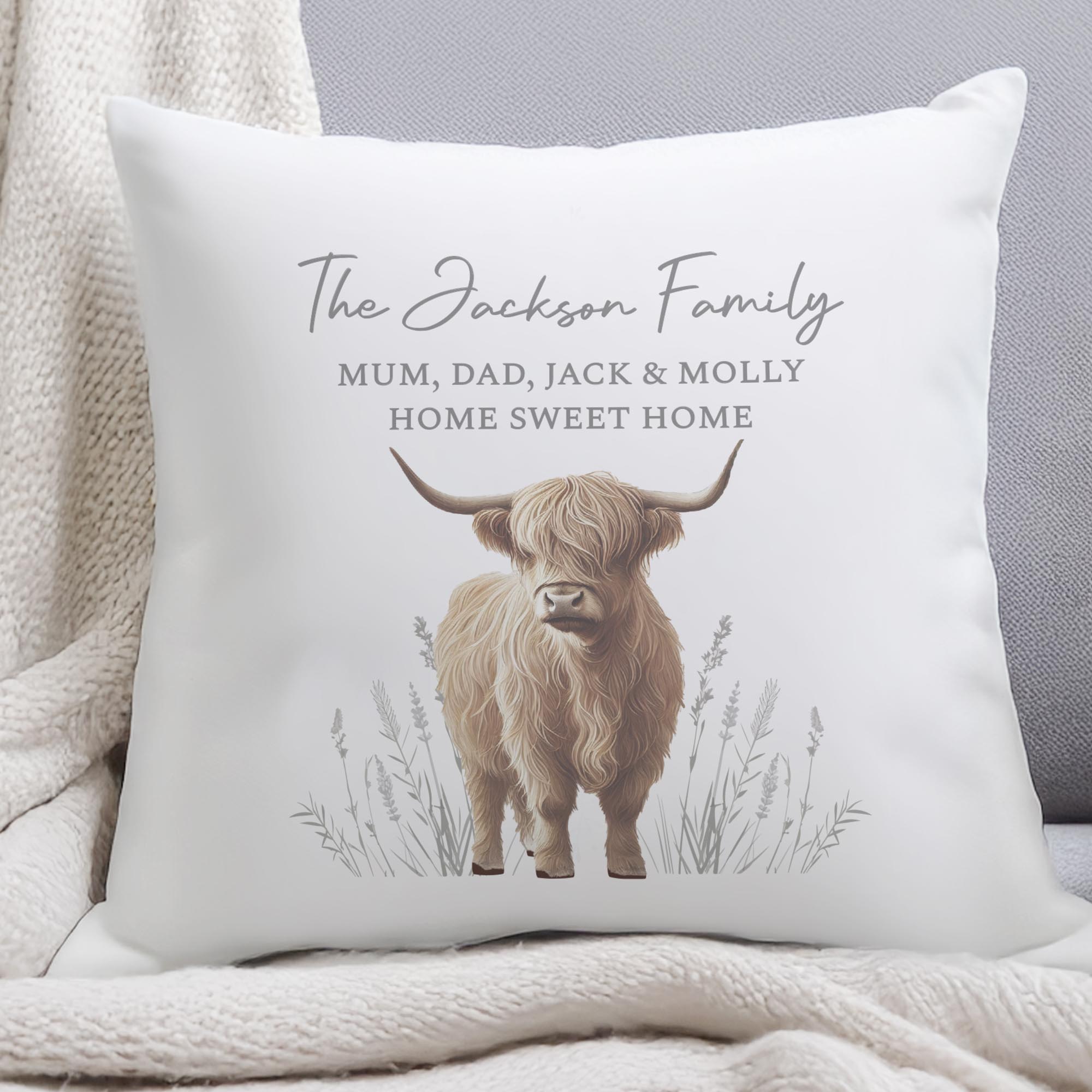 Personalised Highland Cow Cushion,  Personalised Highland Cow Cushion
