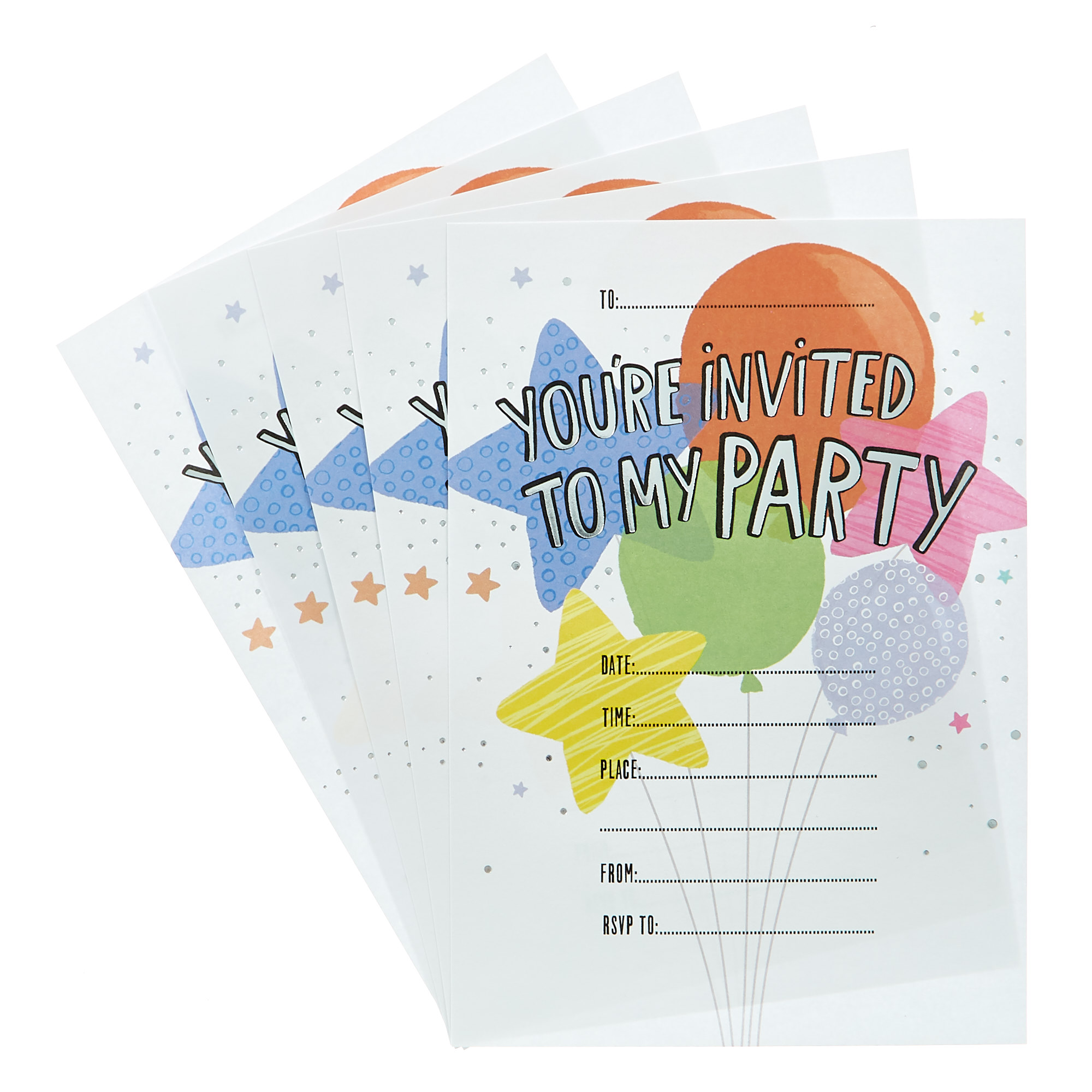 Buy Colourful Balloons Children's Party Invitations Pack Of 20 for