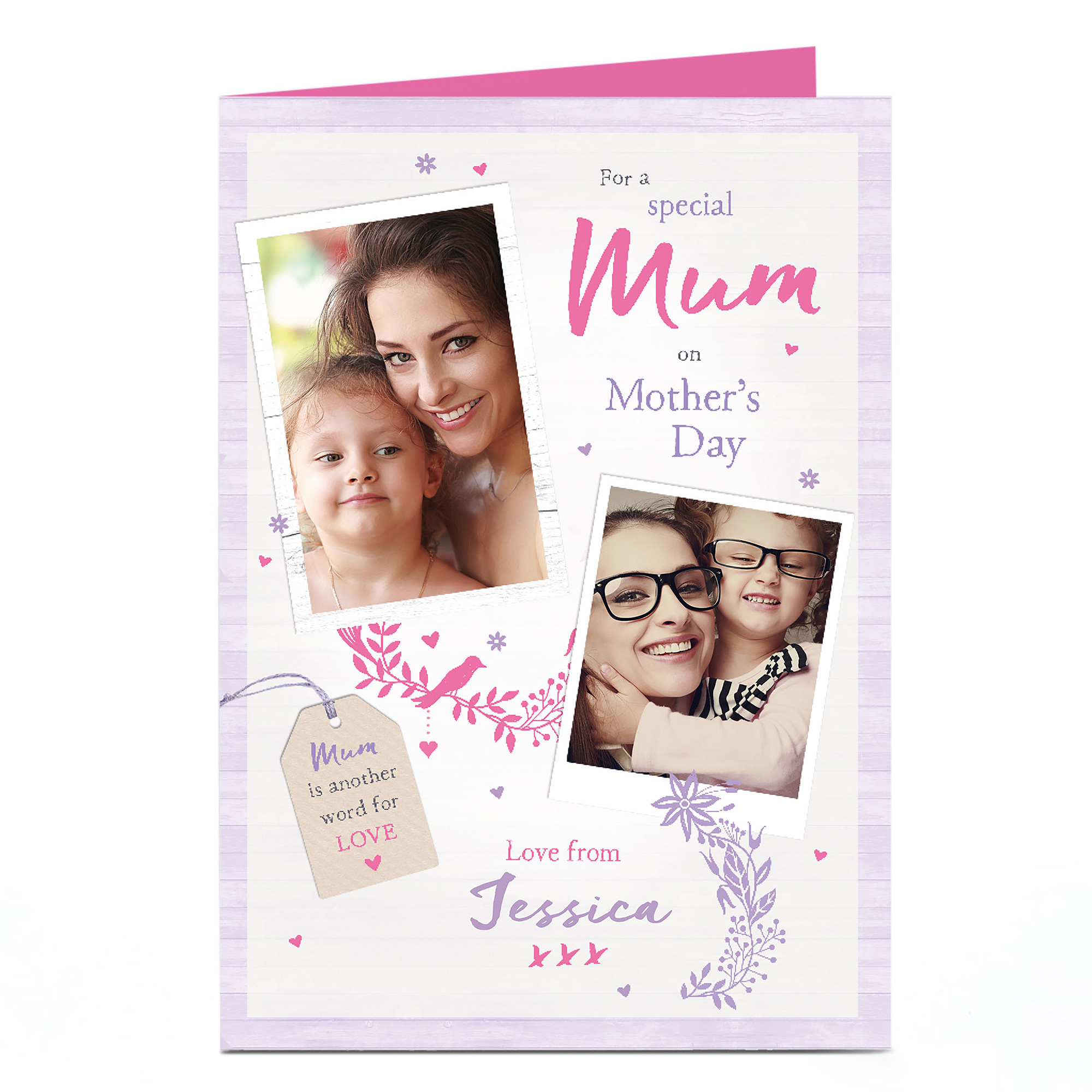 Multi Photo Upload Mother's Day Card - Purple Special Mum