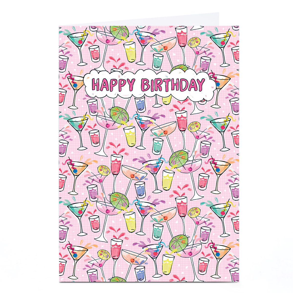 Personalised Birthday Card - Cocktail Bright Doodles
