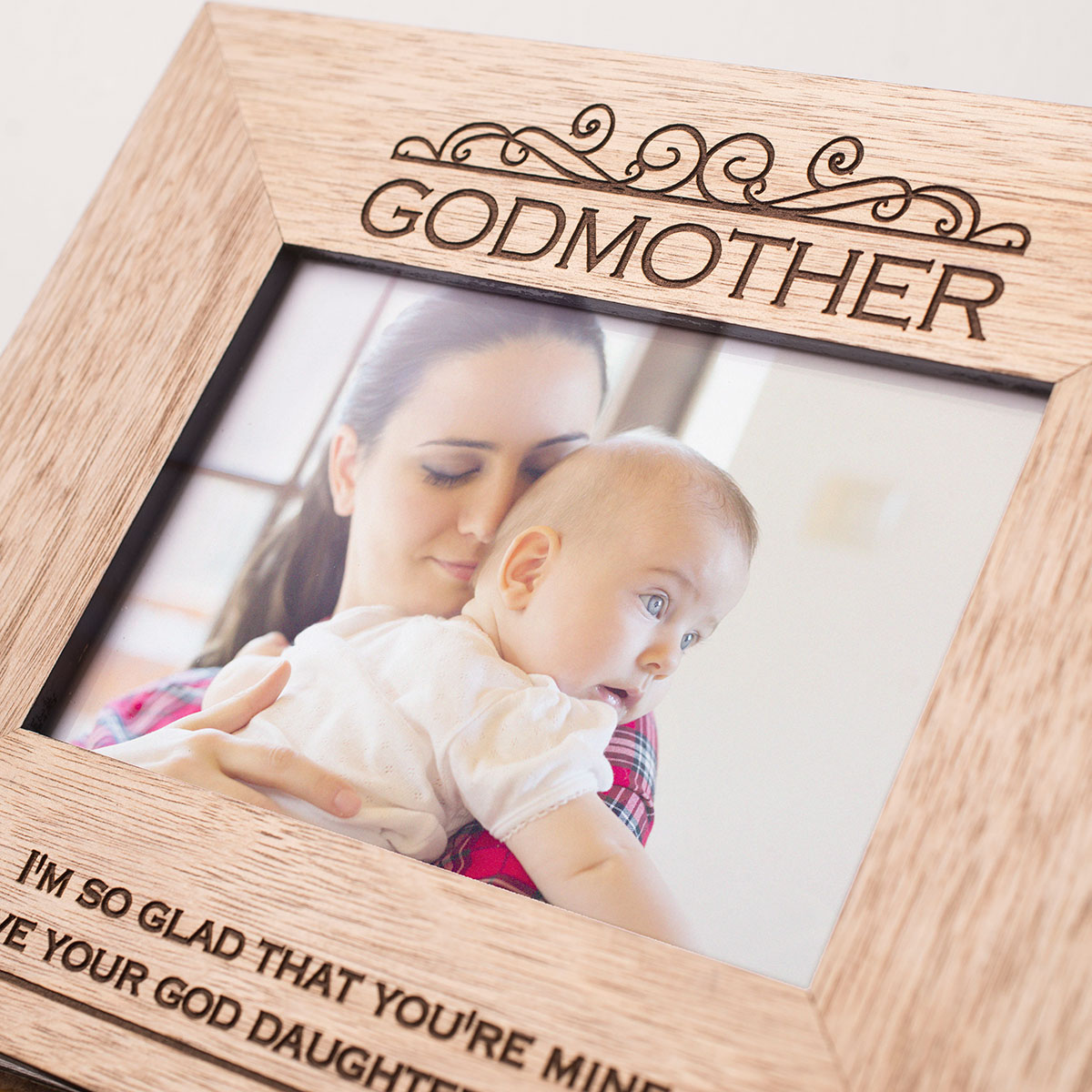 Personalised Engraved Wooden Photo Frame - Godmother