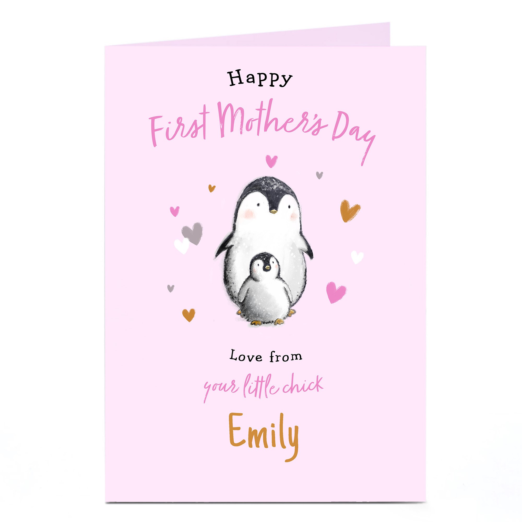 Personalised First Mother's Day Card - From Your Little Chick, Penguins