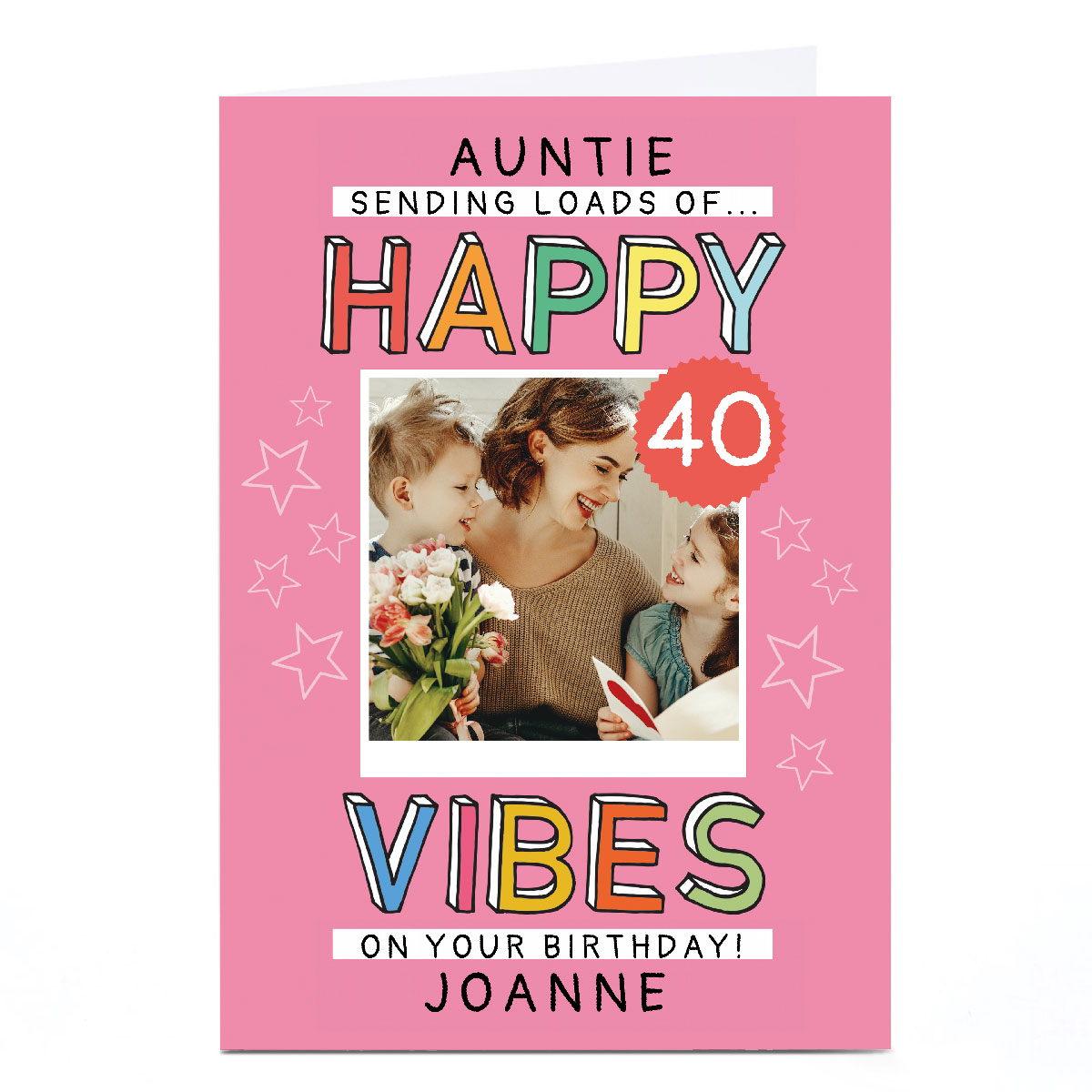 Photo Lemon & Sugar Birthday Card - Happy Vibes Auntie, Editable Age